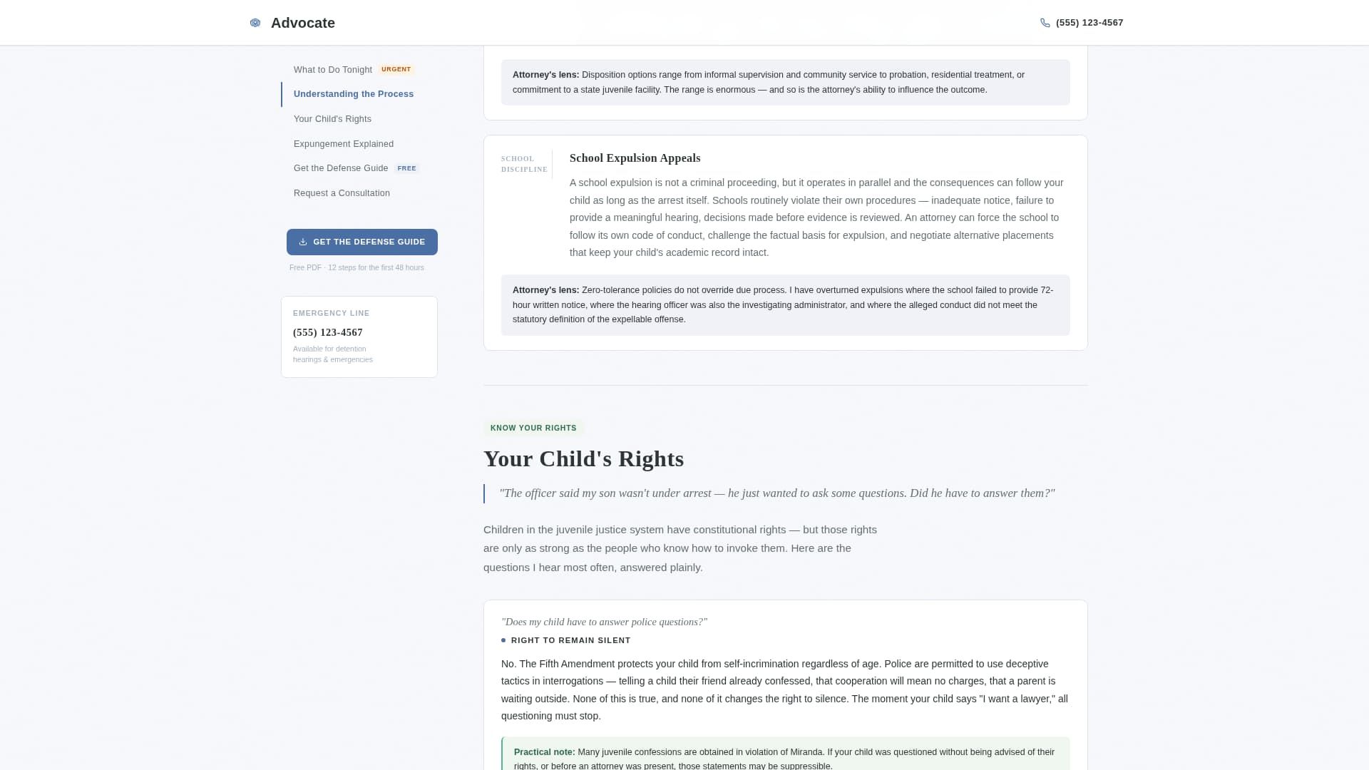 Advocate - Trusted Juvenile Landing Page Template