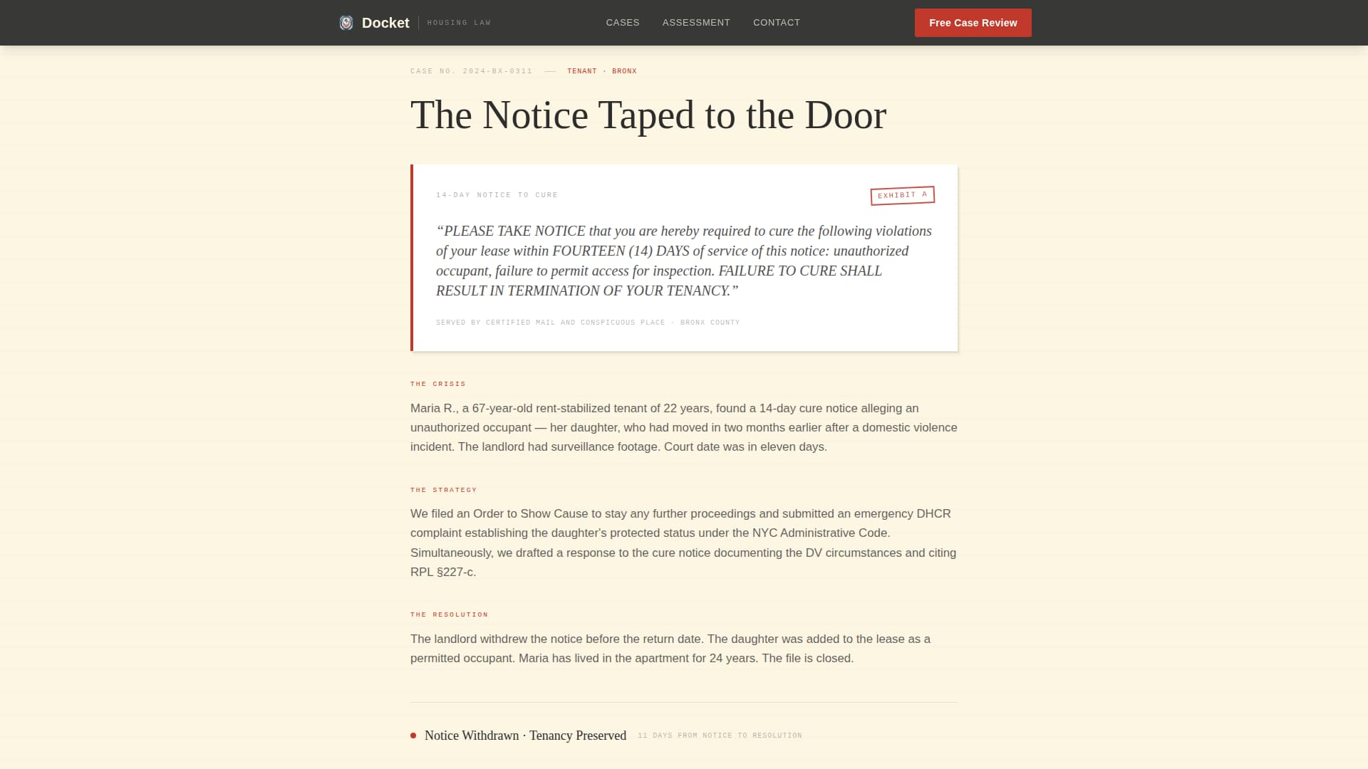 Docket - Authoritative Landlordtenant Landing Page Template