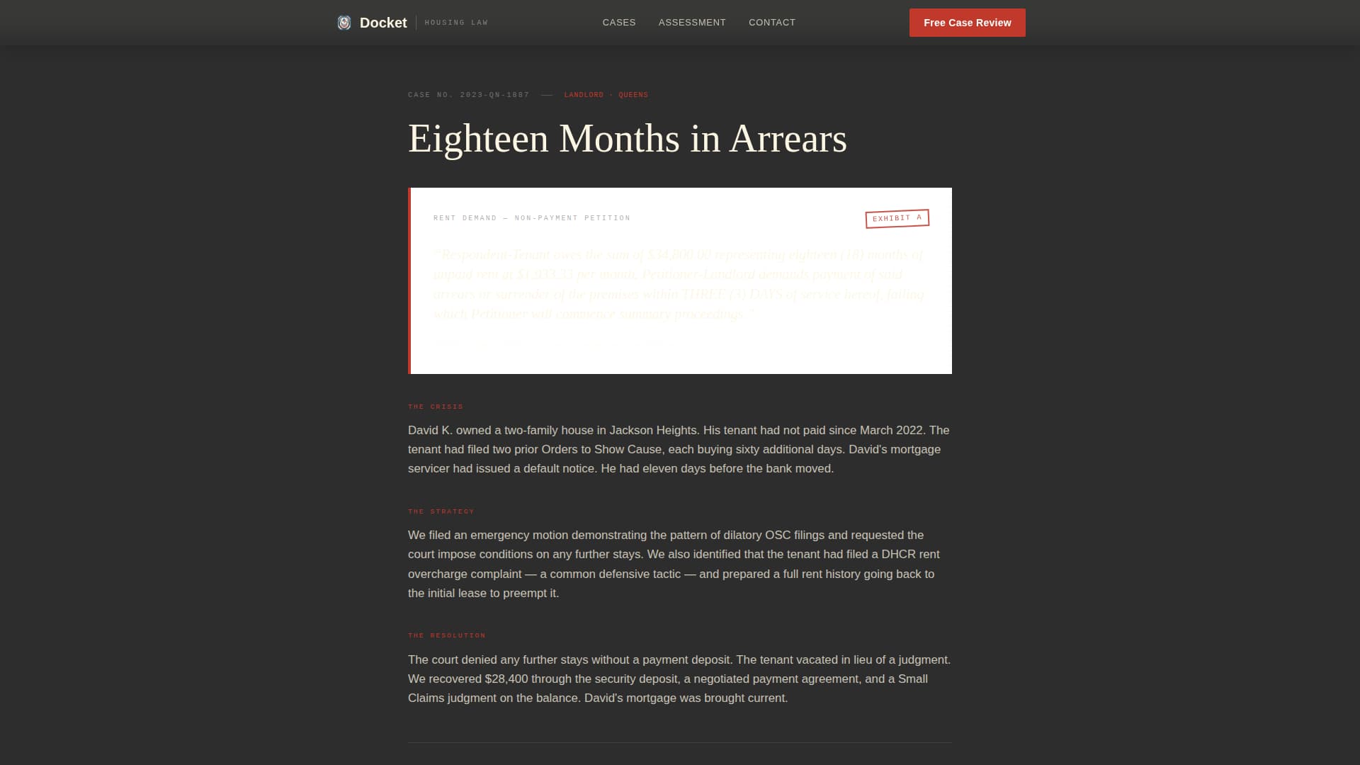 Docket - Authoritative Landlordtenant Landing Page Template