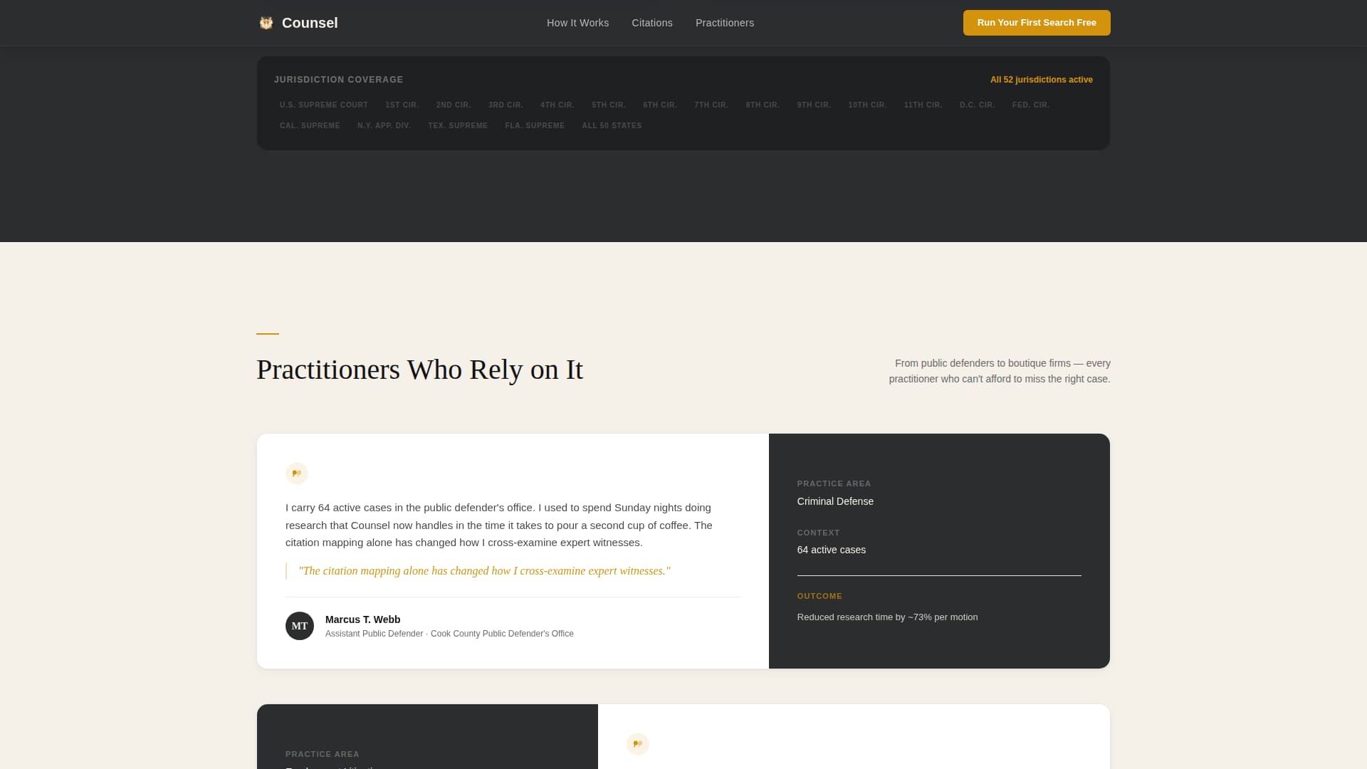 Counsel - Authoritative Legalresearch Landing Page Template