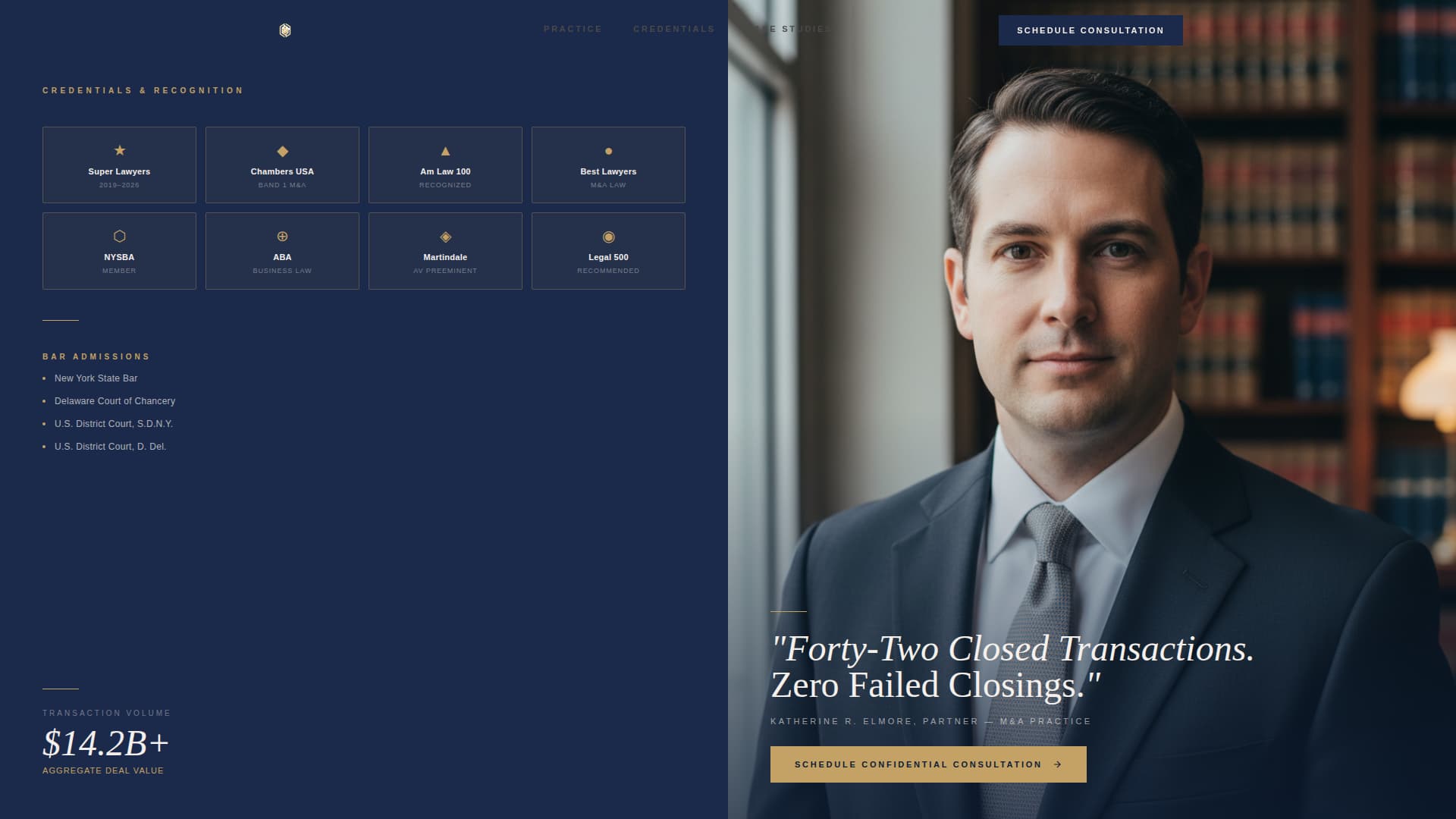 Counsel - Authoritative M&A Landing Page Template