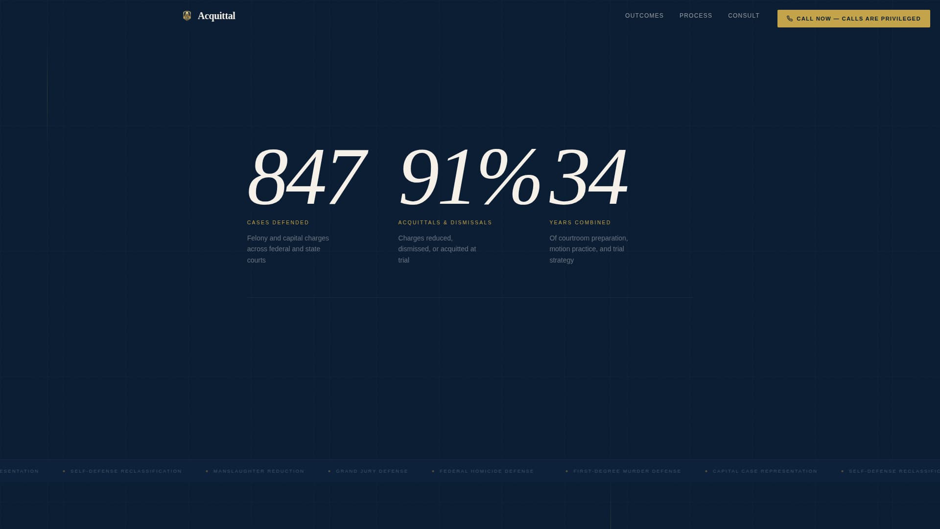 Acquittal - Authoritative Homicidedefense Landing Page Template