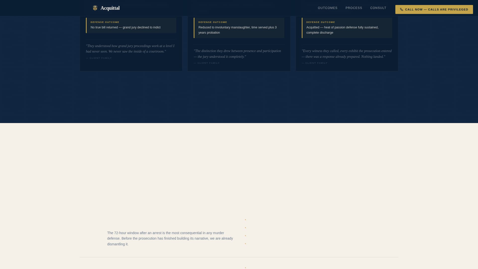 Acquittal - Authoritative Homicidedefense Landing Page Template