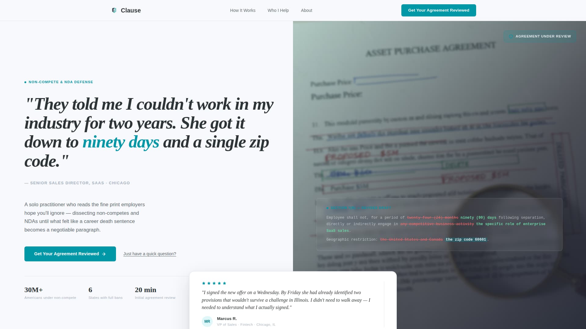 Clause - Authoritative Noncompete Landing Page Template