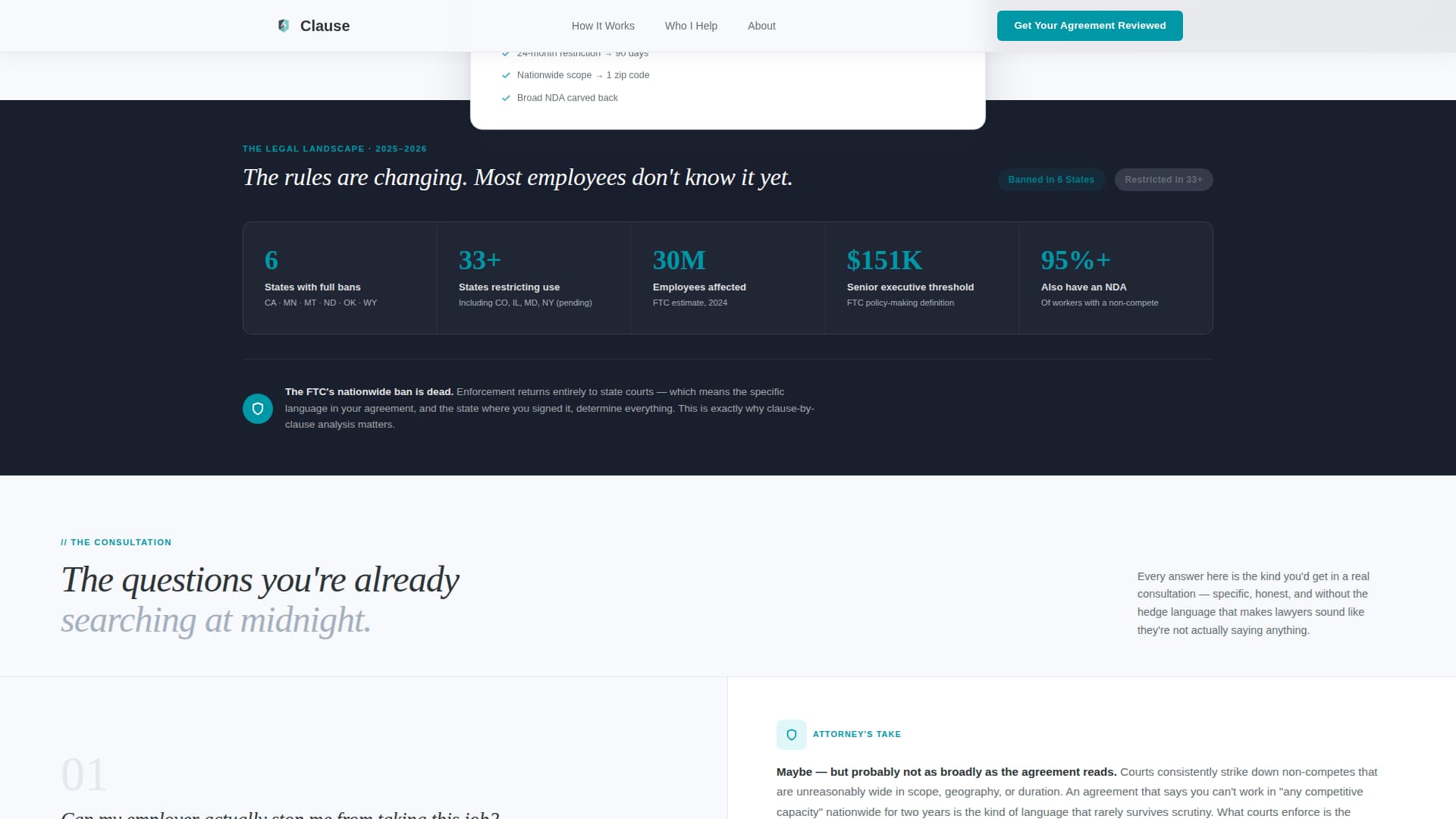 Clause - Authoritative Noncompete Landing Page Template
