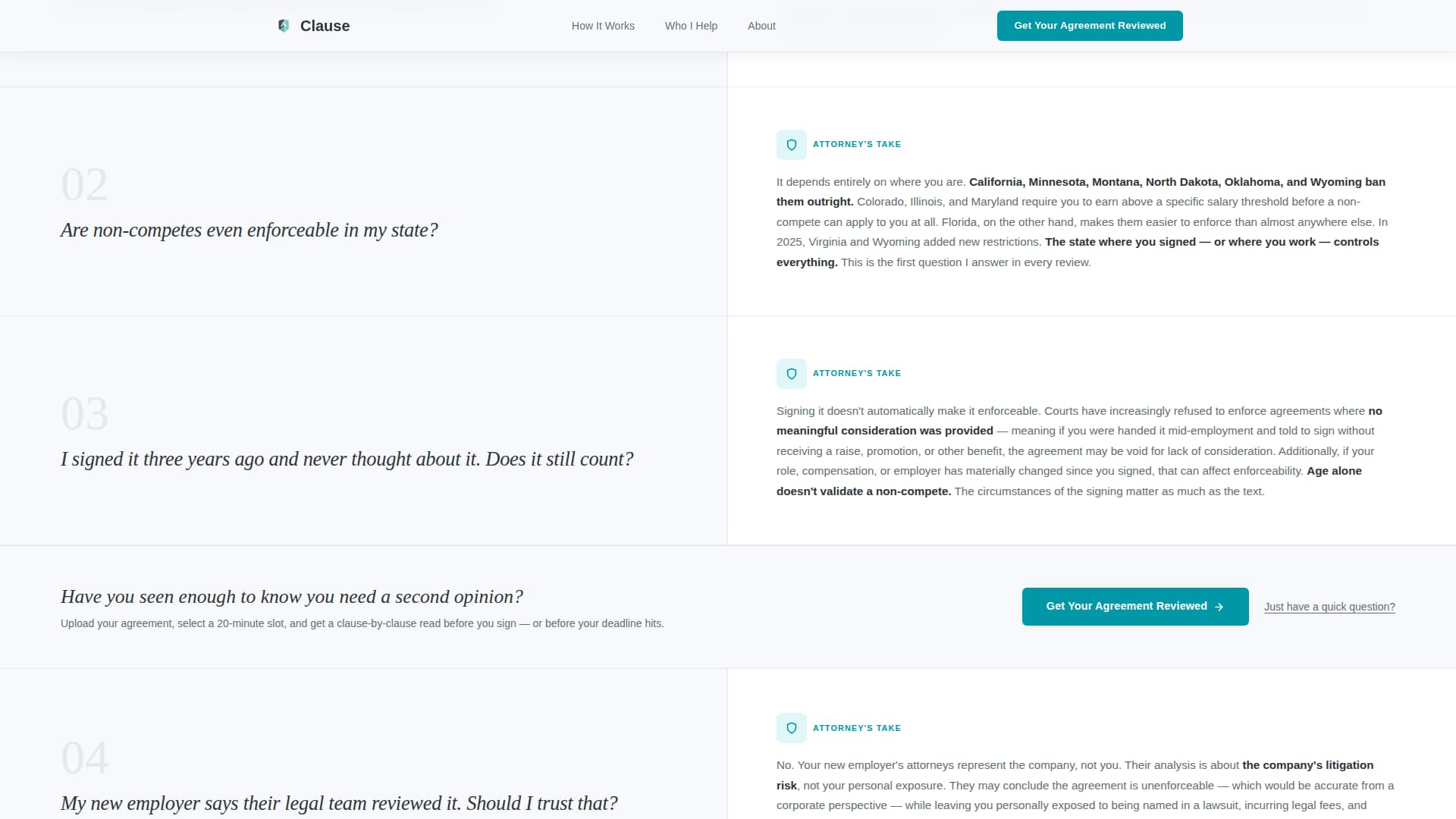 Clause - Authoritative Noncompete Landing Page Template