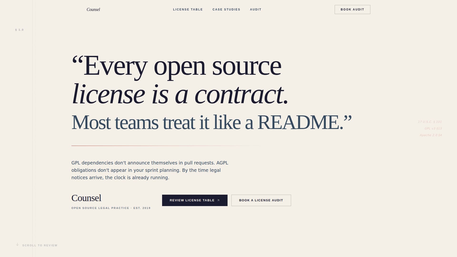Counsel - Authoritative Compliance Landing Page Template