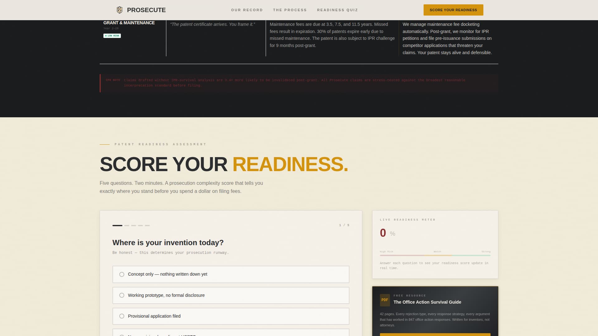 Prosecute - Authoritative Patentprosecution Landing Page Template
