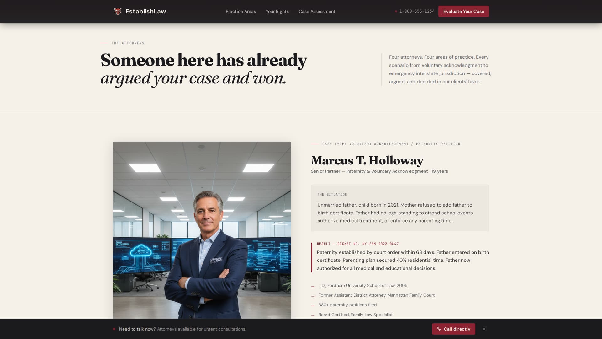 Establish - Authoritative Paternity Landing Page Template