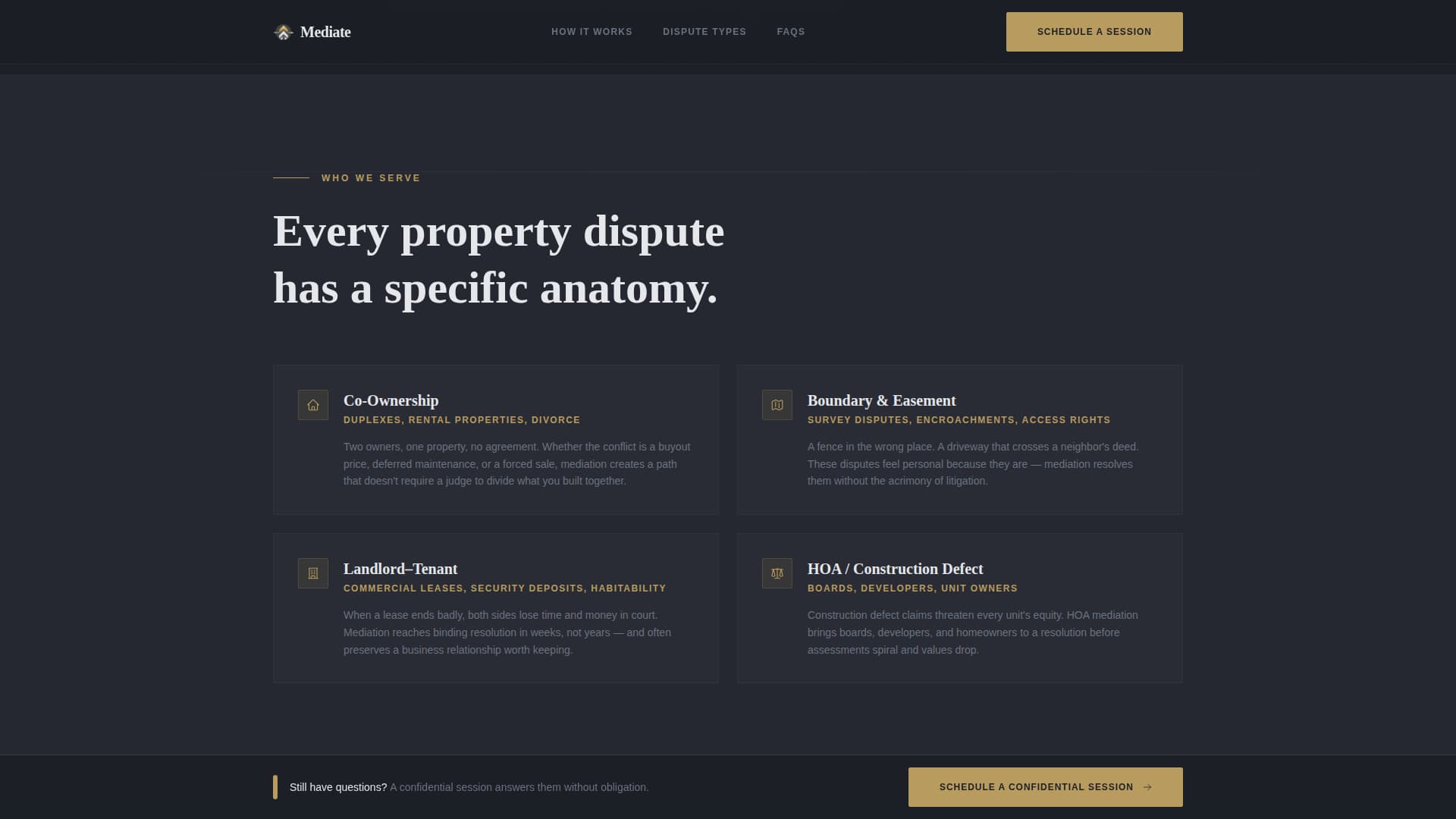 Mediate - Authoritative Propertydispute Landing Page Template