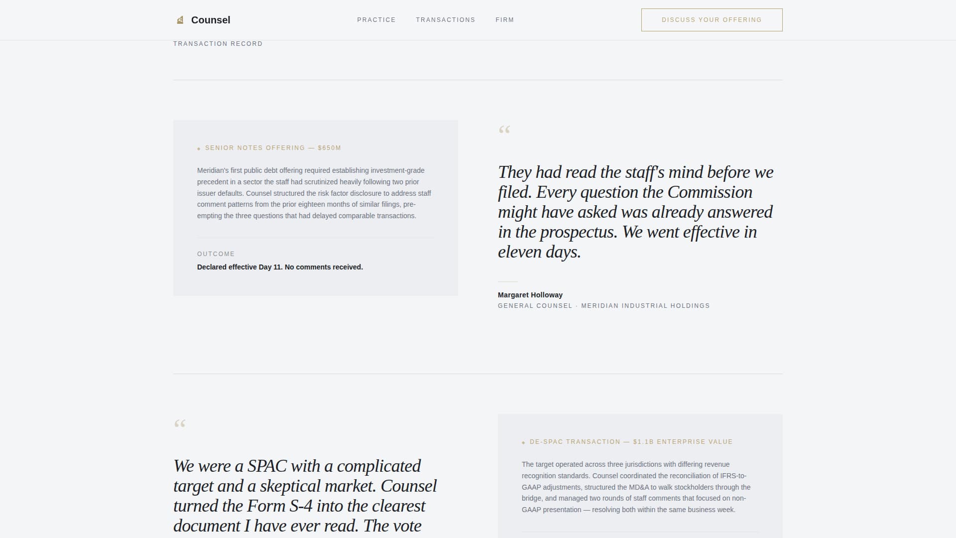 Counsel - Authoritative Securities Landing Page Template