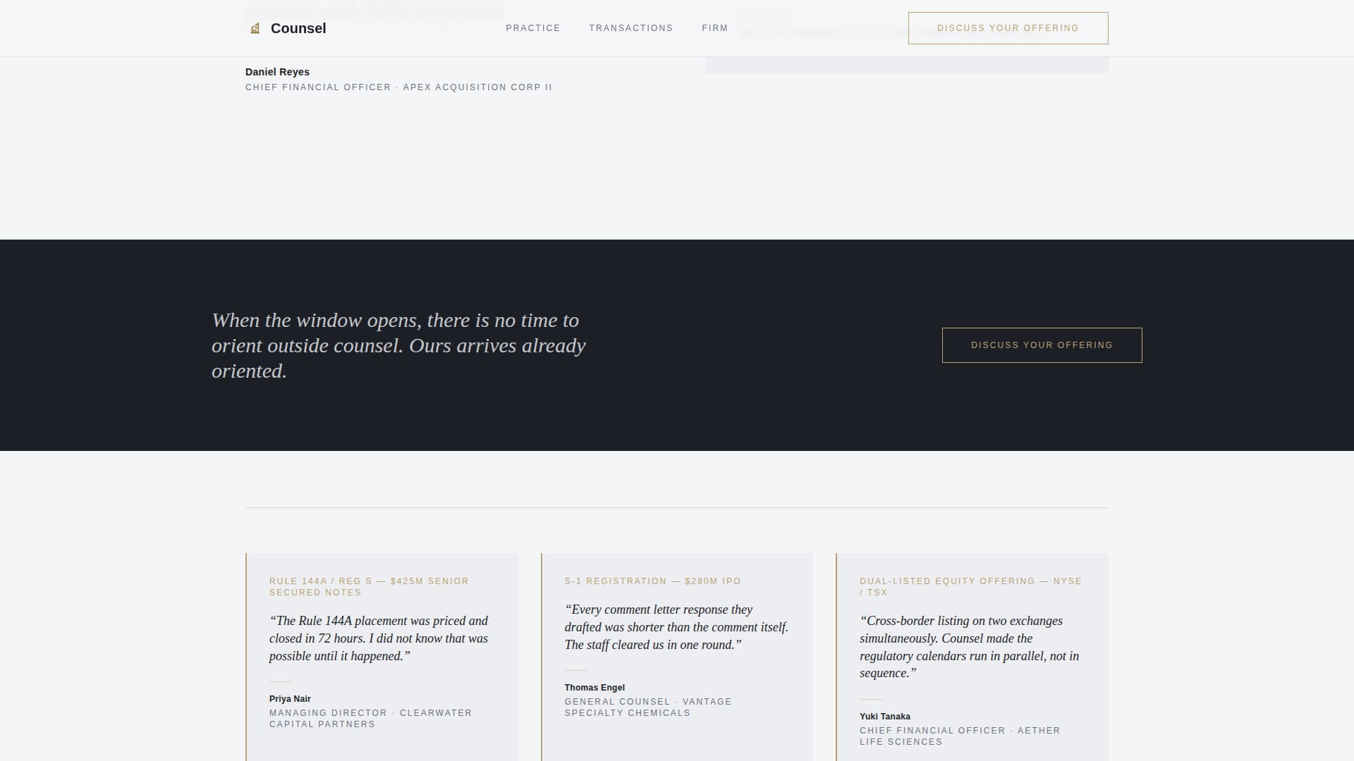 Counsel - Authoritative Securities Landing Page Template