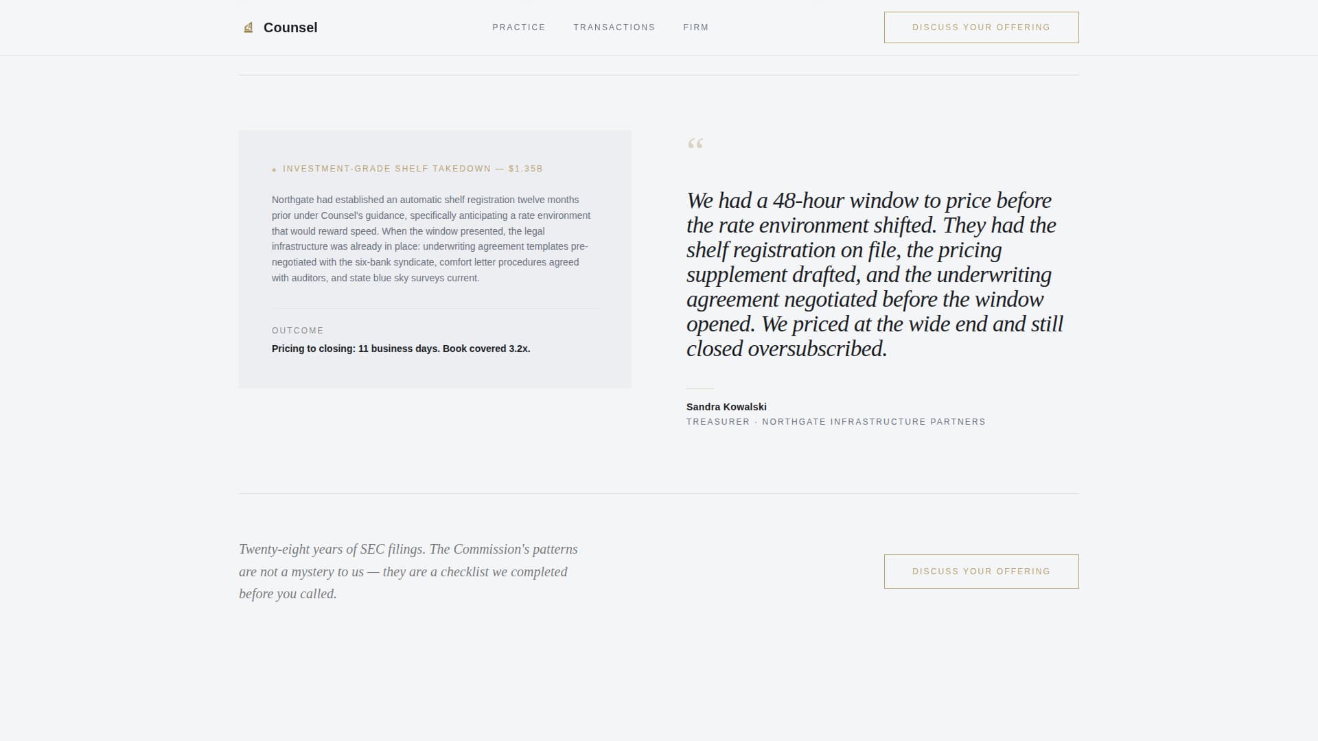 Counsel - Authoritative Securities Landing Page Template