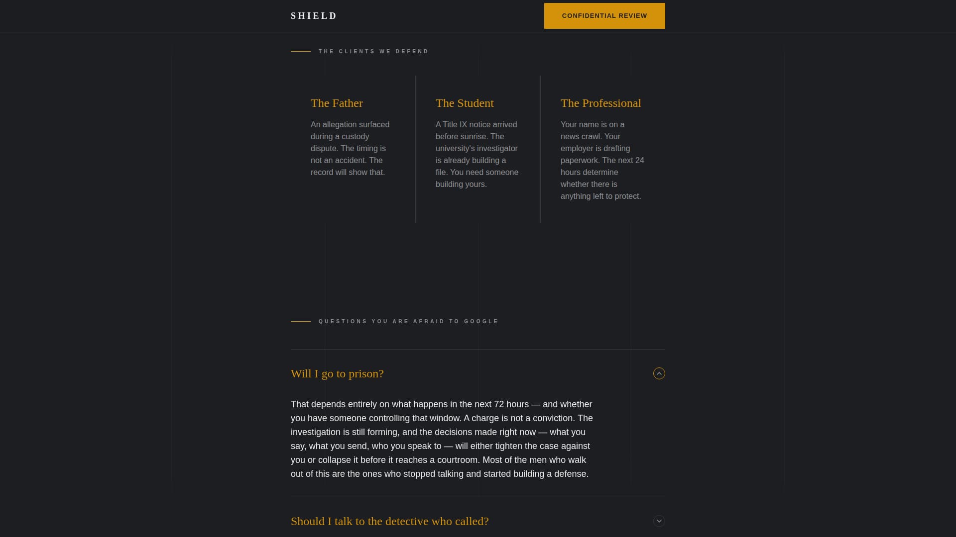 Shield - Confidential Defense Landing Page Template
