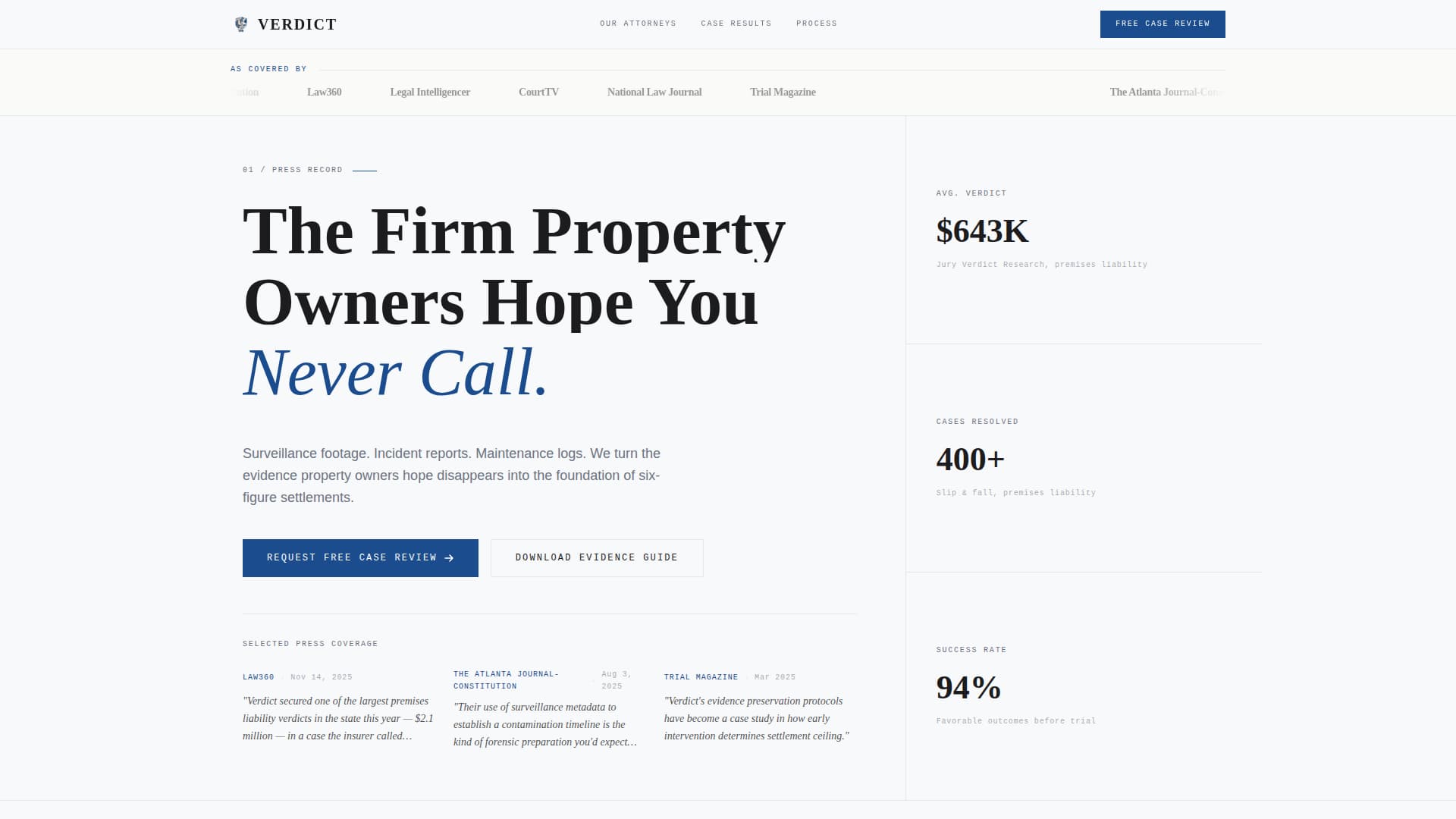 Verdict - Authoritative Slipandfall Landing Page Template