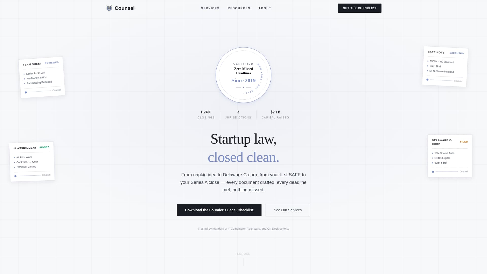Counsel - Precision Startup Landing Page Template