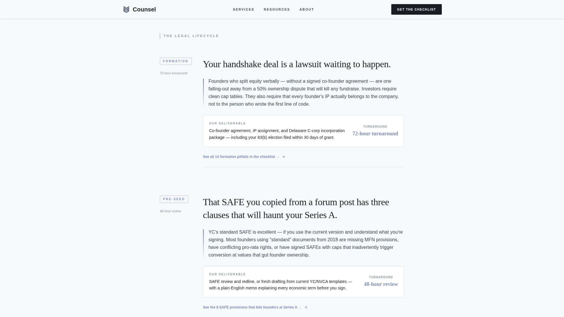 Counsel - Precision Startup Landing Page Template
