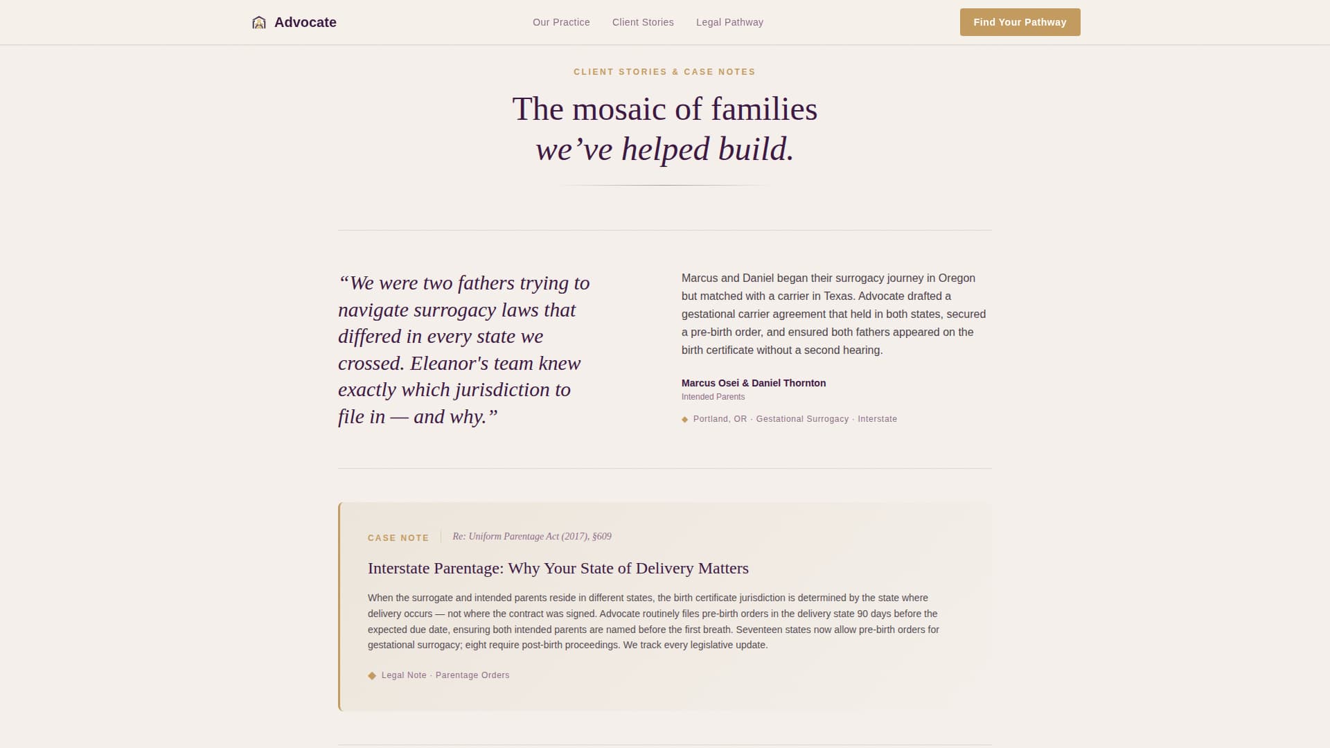 Advocate - Authoritative Surrogacy Landing Page Template
