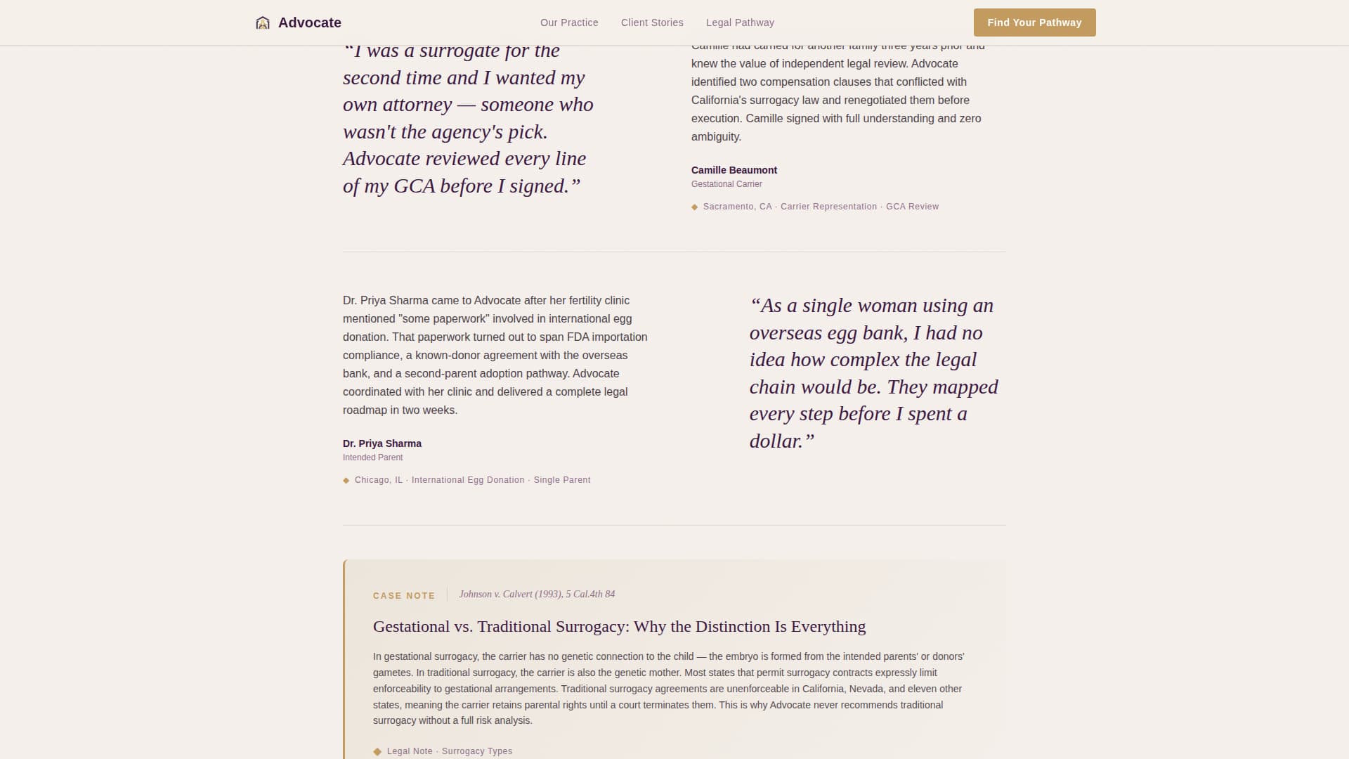 Advocate - Authoritative Surrogacy Landing Page Template