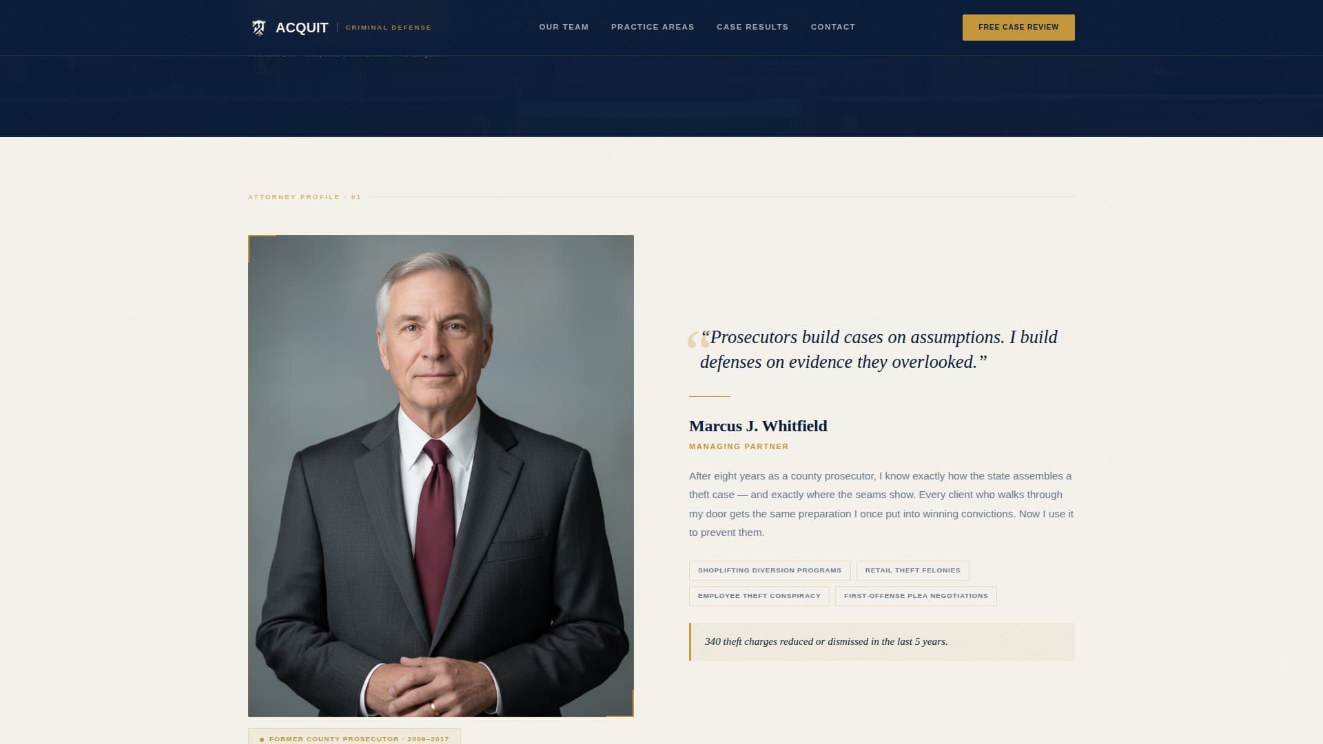 Acquit - Authoritative Defense Landing Page Template