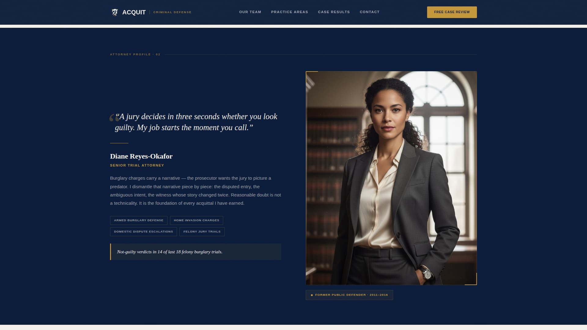 Acquit - Authoritative Defense Landing Page Template