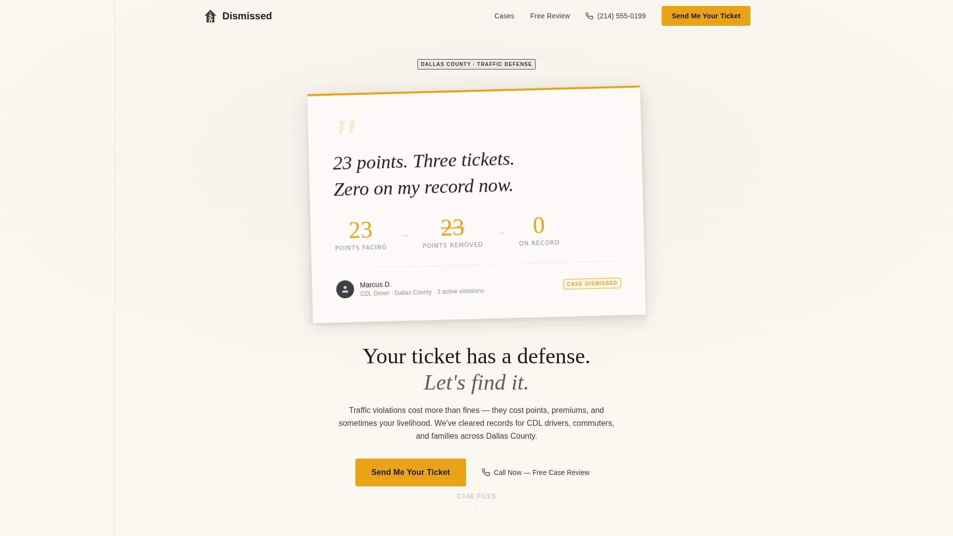 Dismissed - Powerful Trafficviolation Landing Page Template