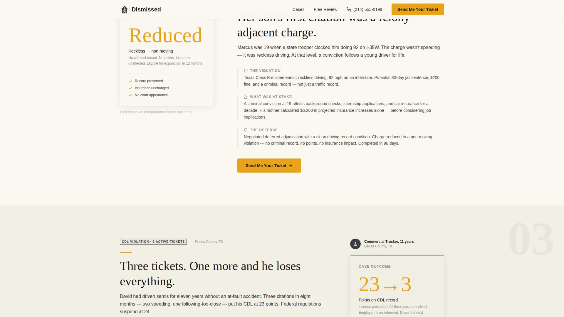 Dismissed - Powerful Trafficviolation Landing Page Template