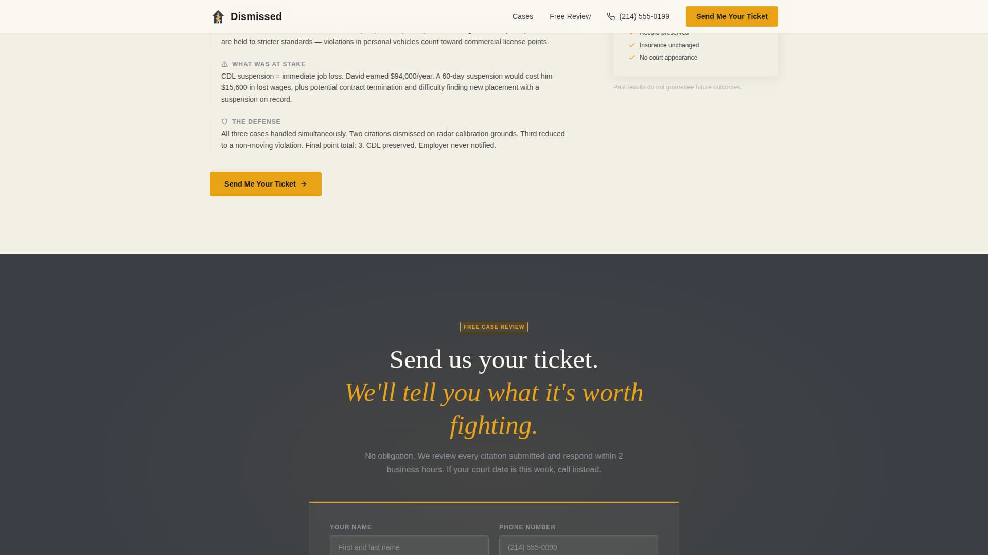 Dismissed - Powerful Trafficviolation Landing Page Template