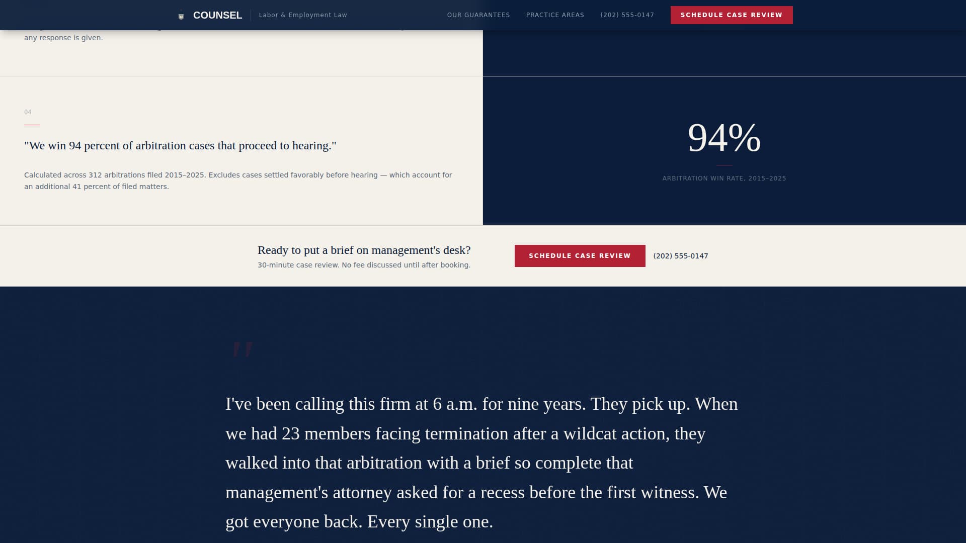 Counsel - Authoritative Labor Landing Page Template