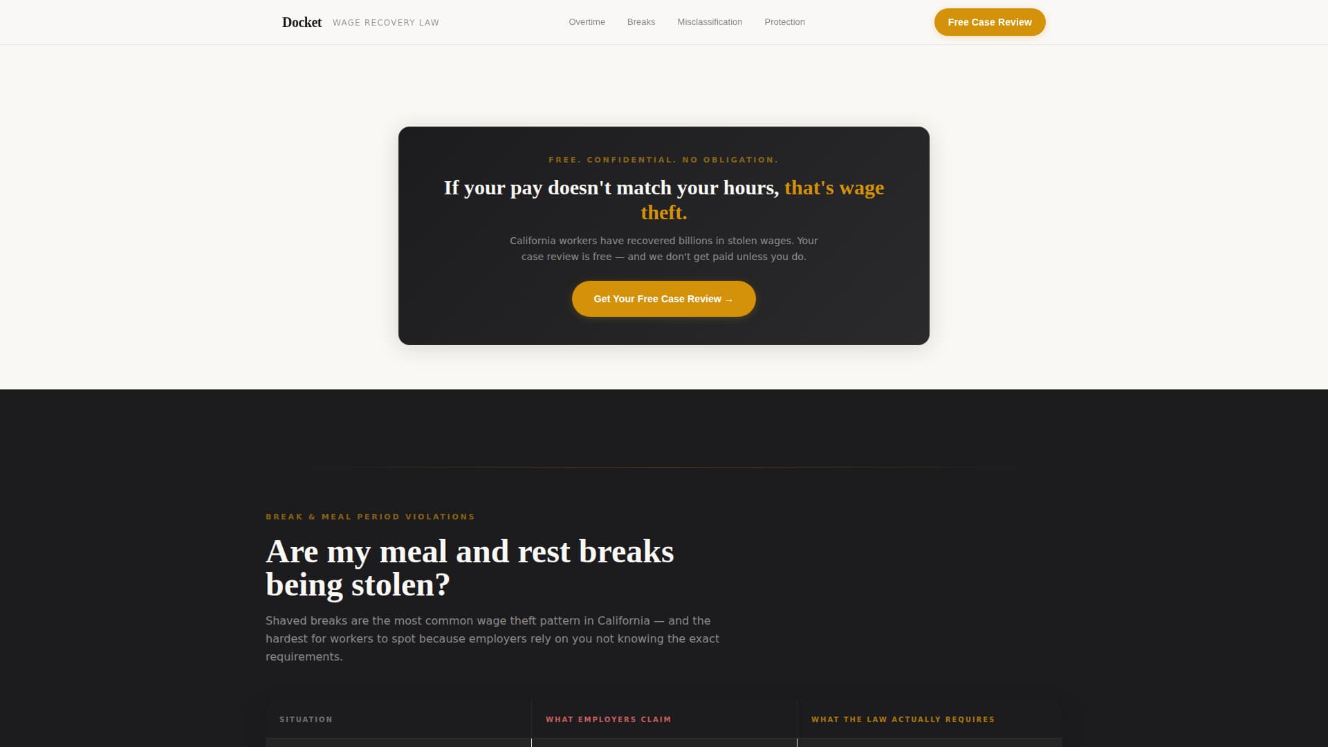 Docket - Authoritative Labor Landing Page Template