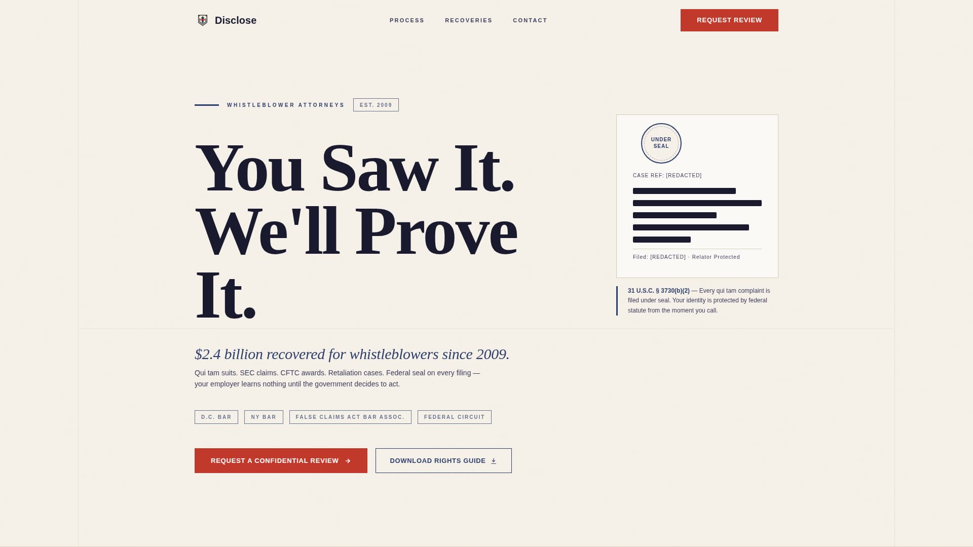 Disclose - Confidential Whistleblower Landing Page Template