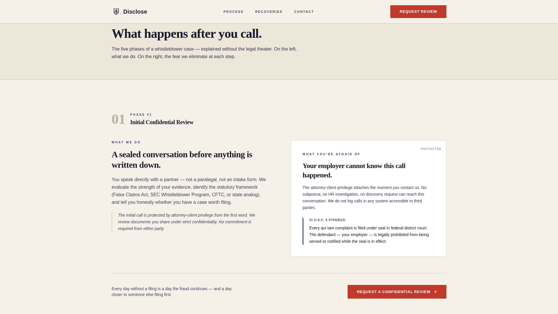 Disclose - Confidential Whistleblower Landing Page Template