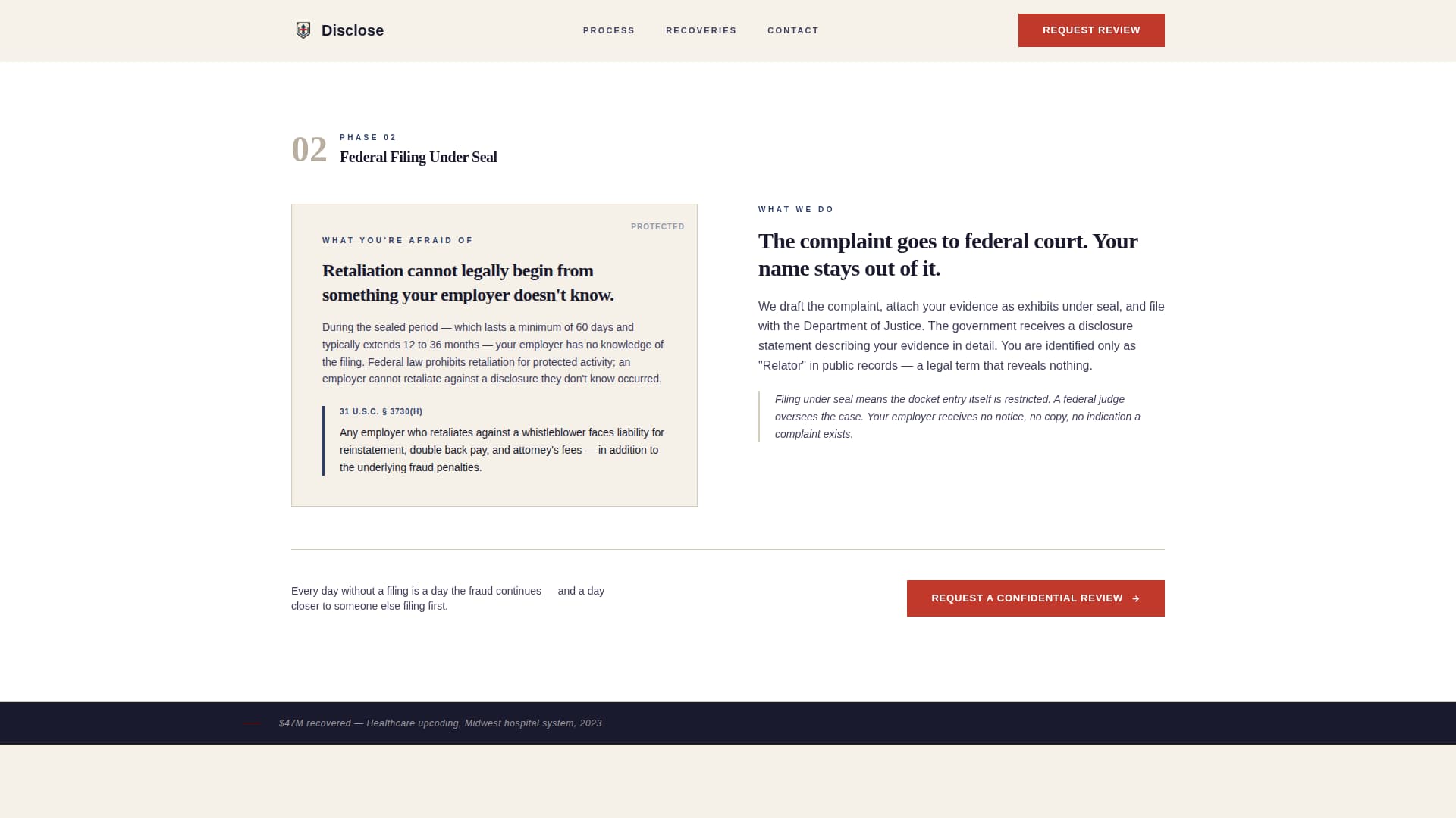 Disclose - Confidential Whistleblower Landing Page Template