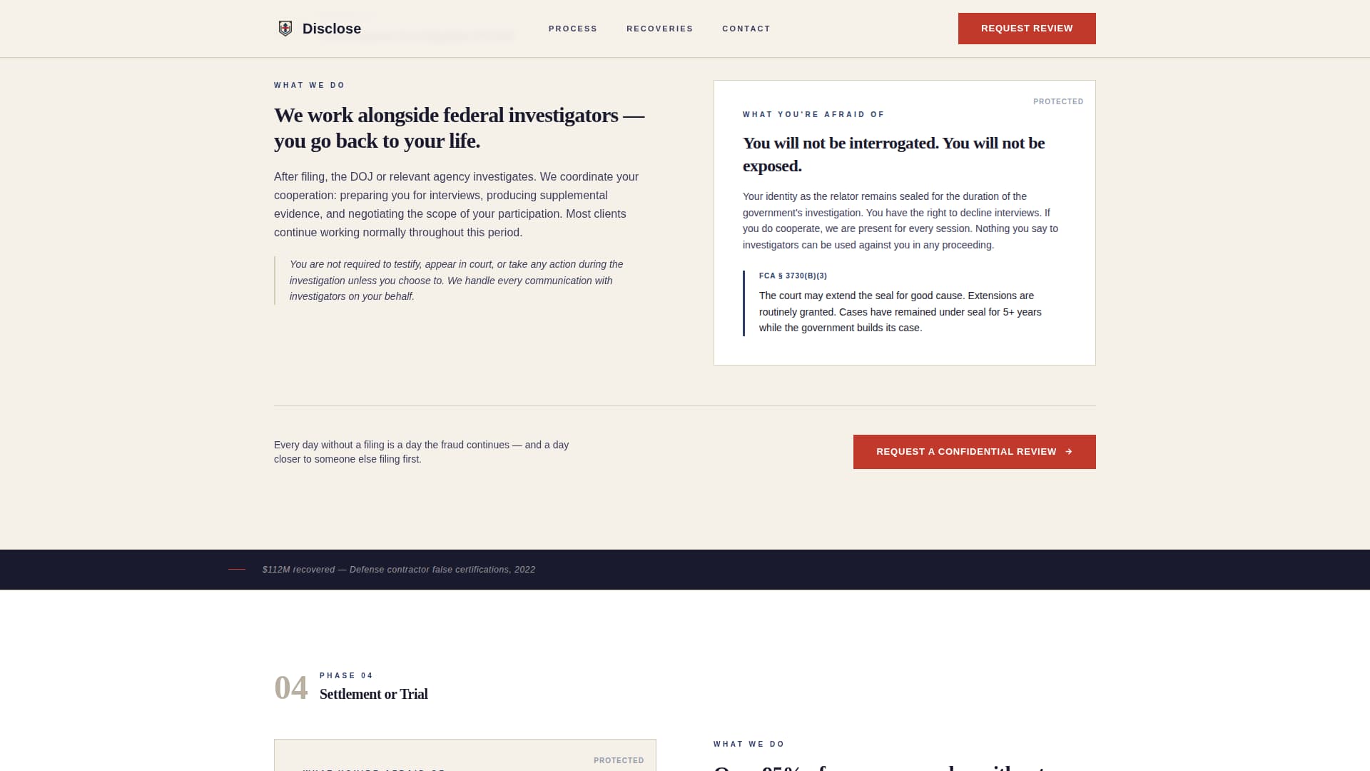 Disclose - Confidential Whistleblower Landing Page Template