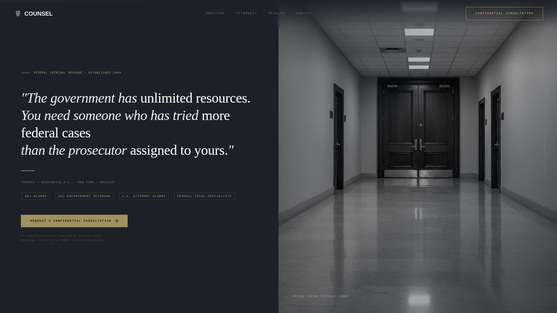Counsel - Authoritative Defense Landing Page Template