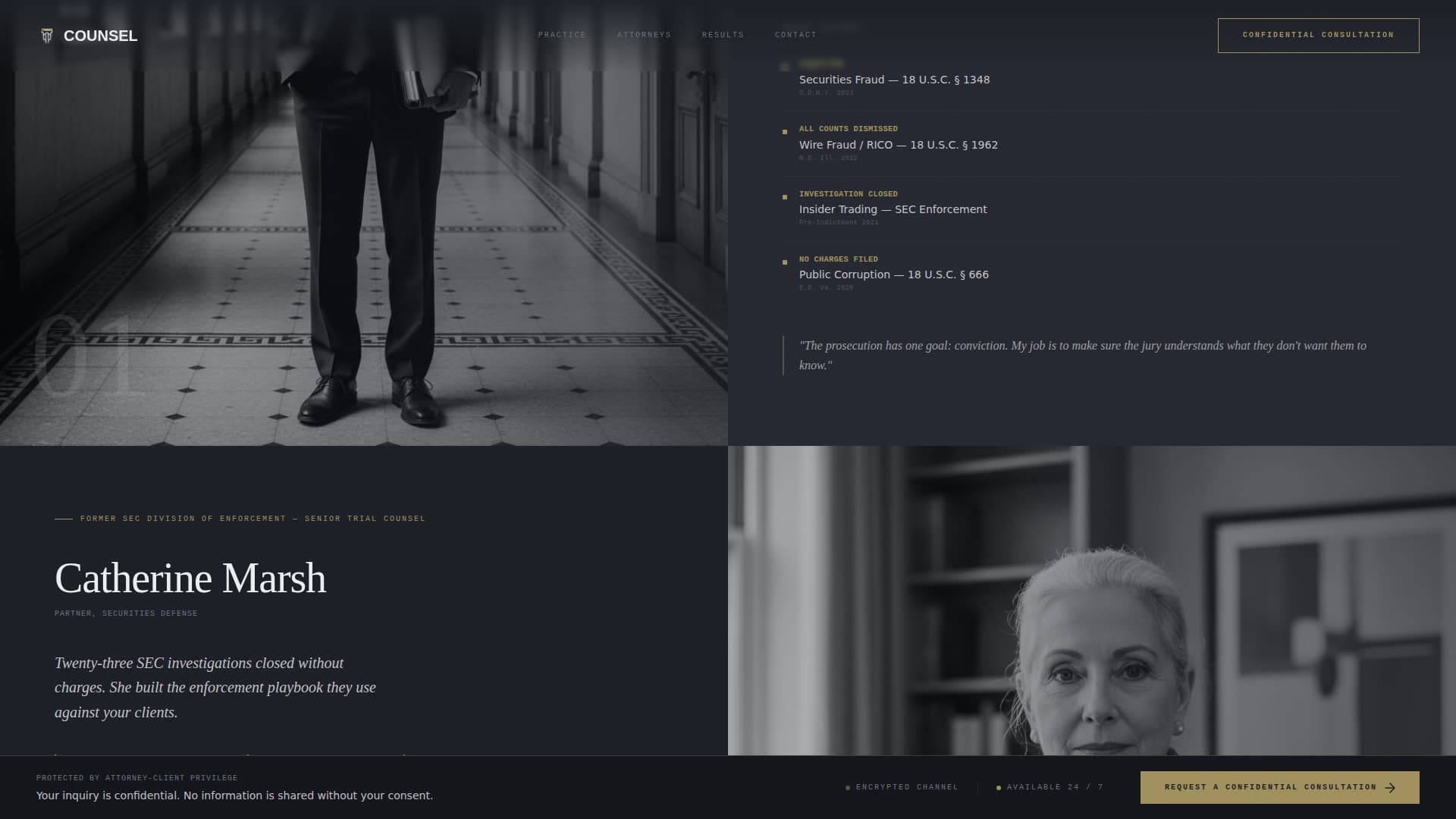 Counsel - Authoritative Defense Landing Page Template