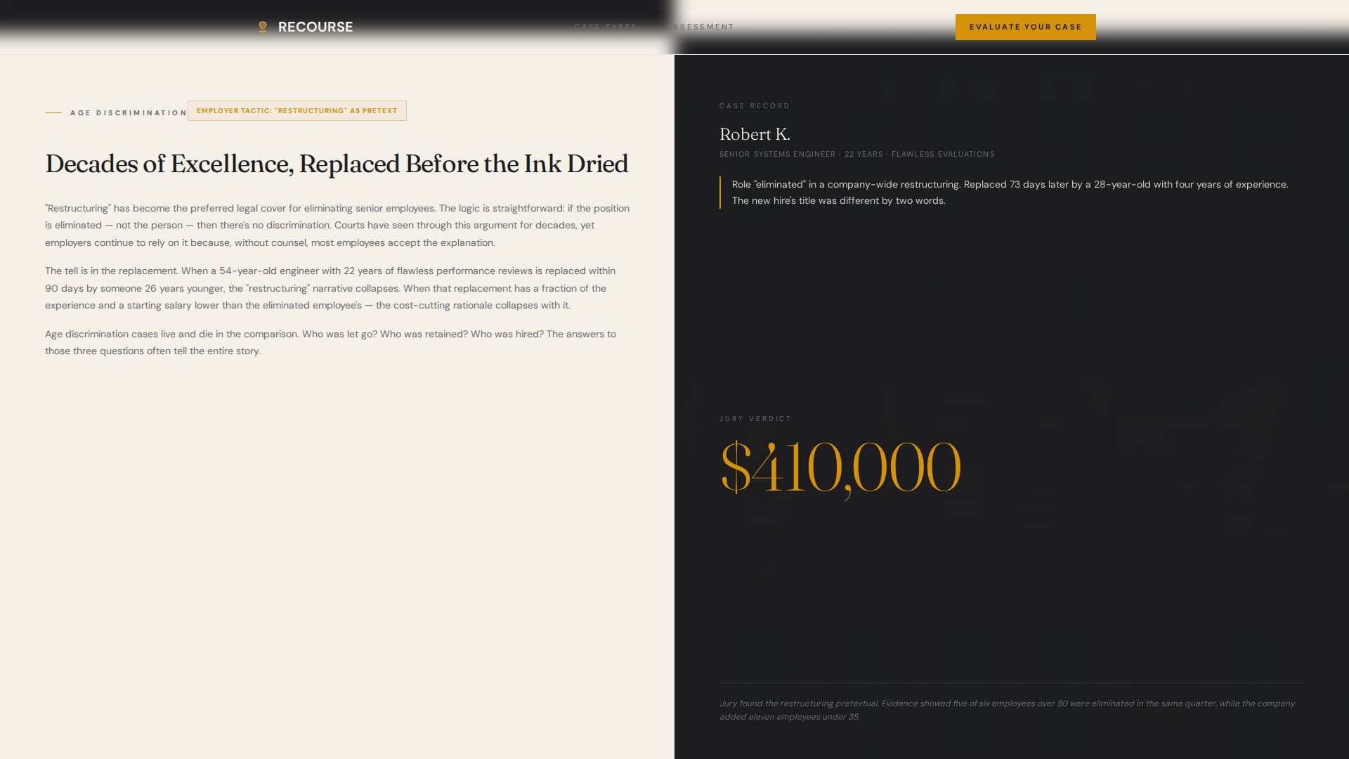 Recourse - Authoritative Wrongfultermination Landing Page Template