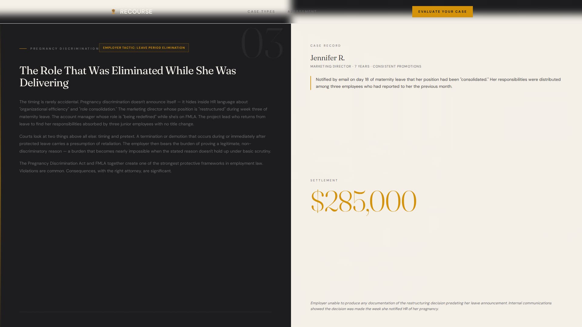 Recourse - Authoritative Wrongfultermination Landing Page Template