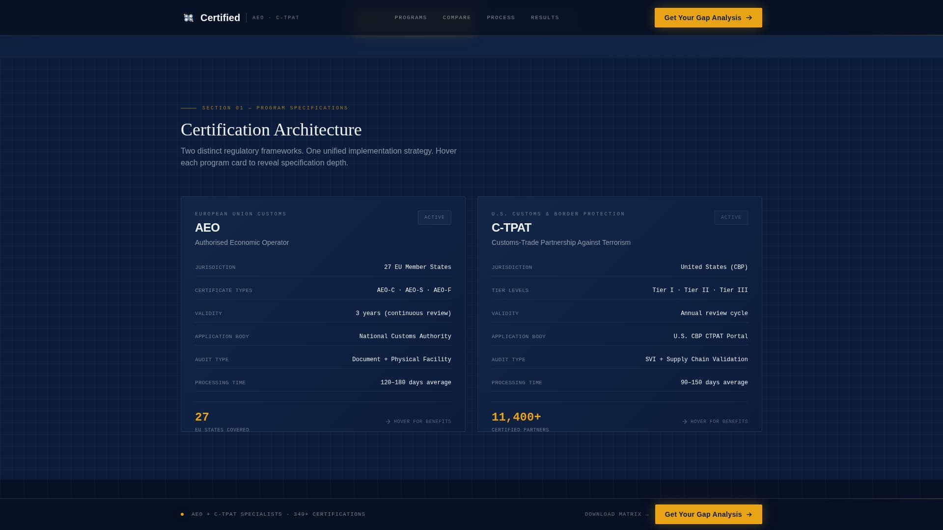 Certified - Authoritative Customs Landing Page Template