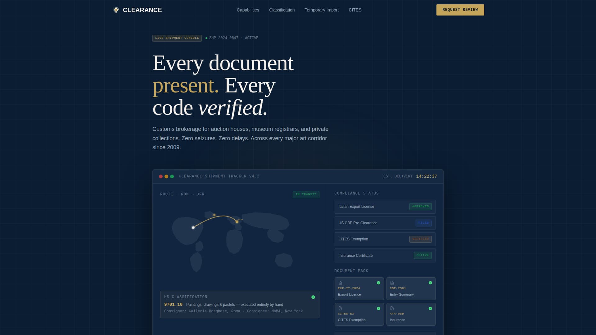 Clearance - Authoritative Customs Landing Page Template