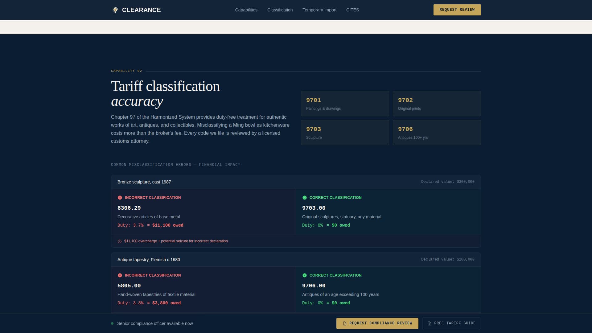 Clearance - Authoritative Customs Landing Page Template