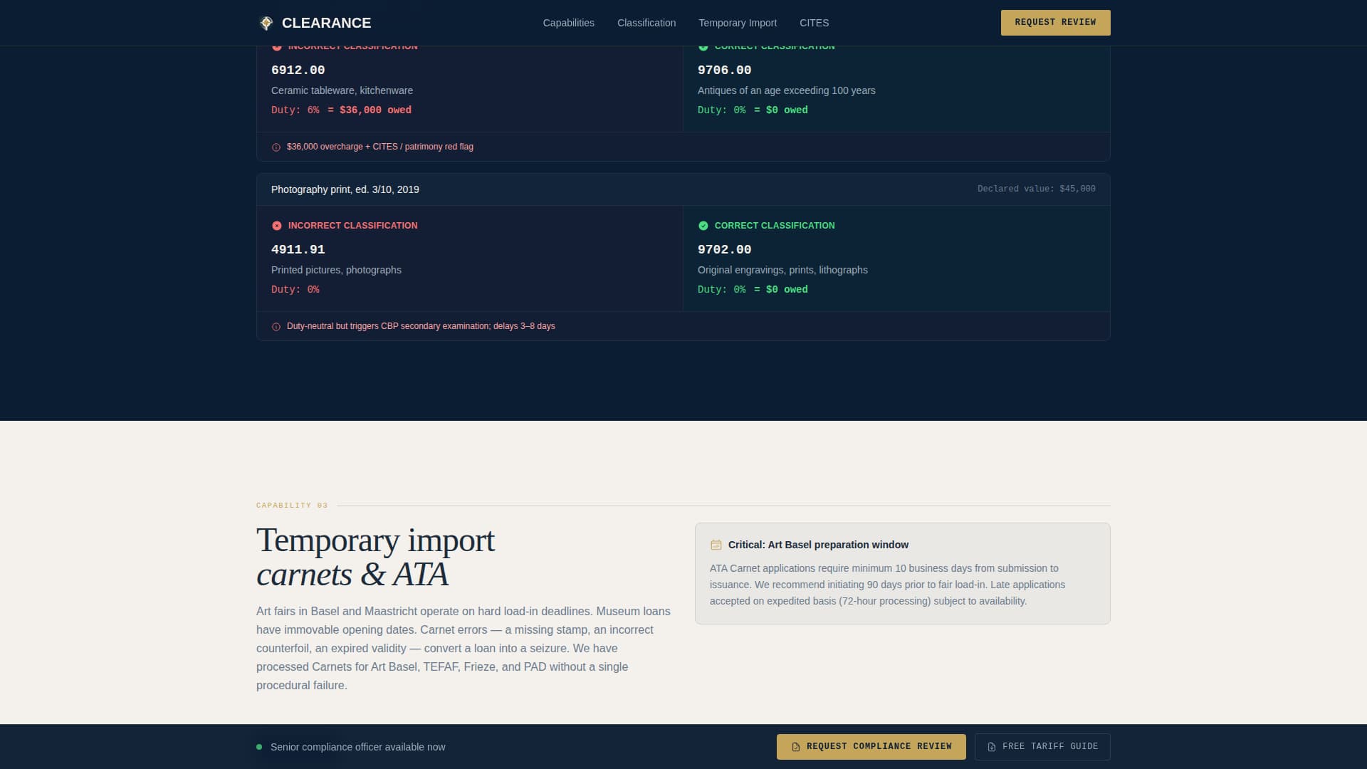 Clearance - Authoritative Customs Landing Page Template