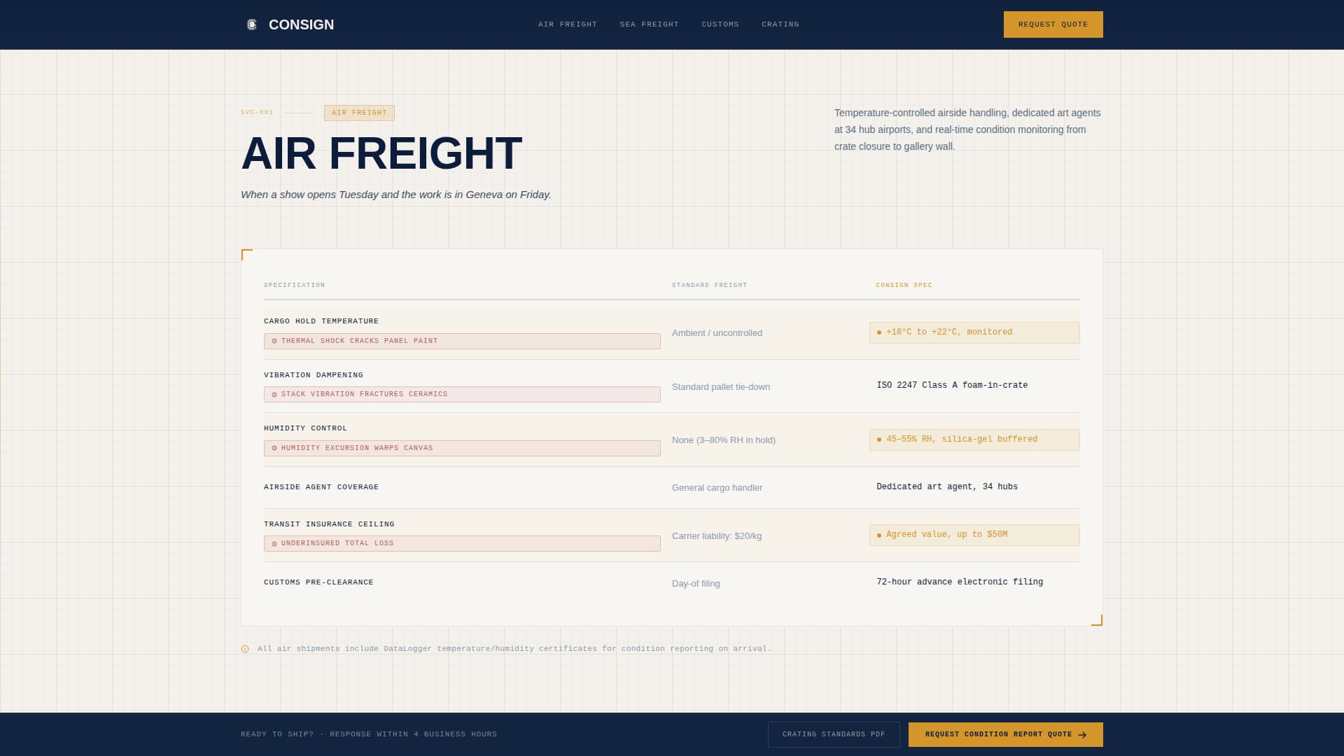 Consign - Whiteglove Freight Landing Page Template