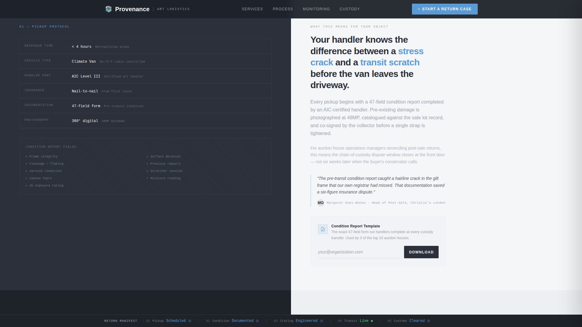 Provenance - Precision Artwork Landing Page Template