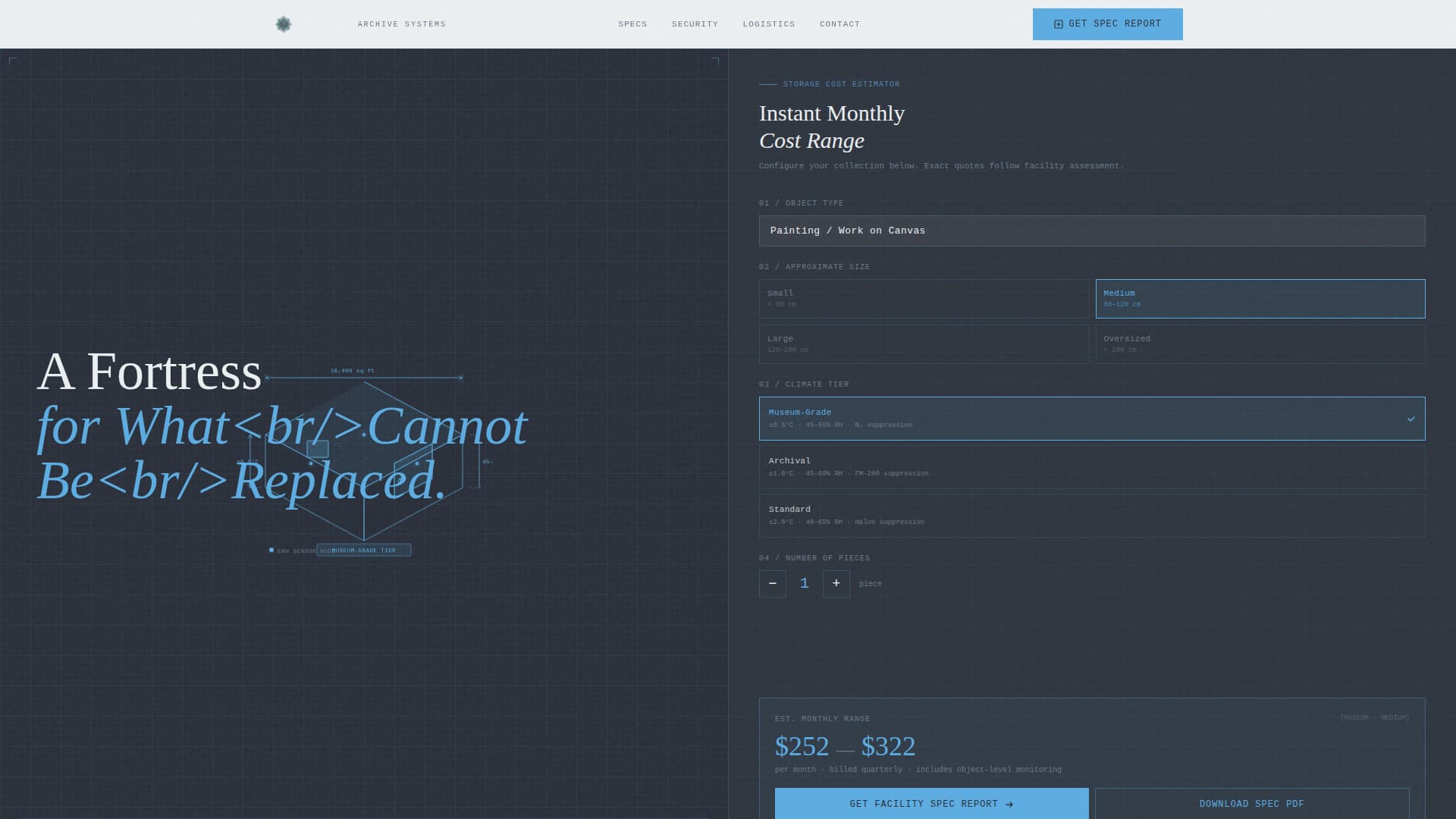 Vault - Precision Artworkstorage Landing Page Template