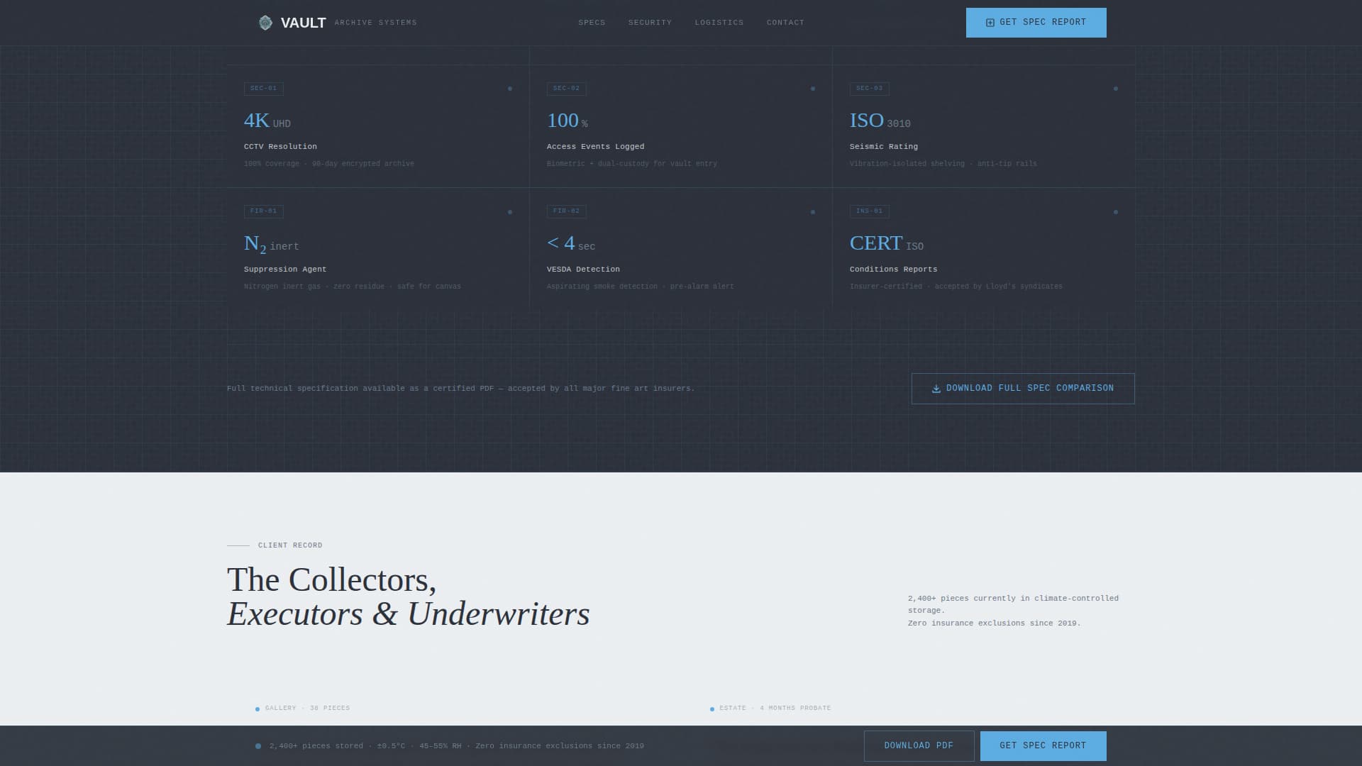 Vault - Precision Artworkstorage Landing Page Template