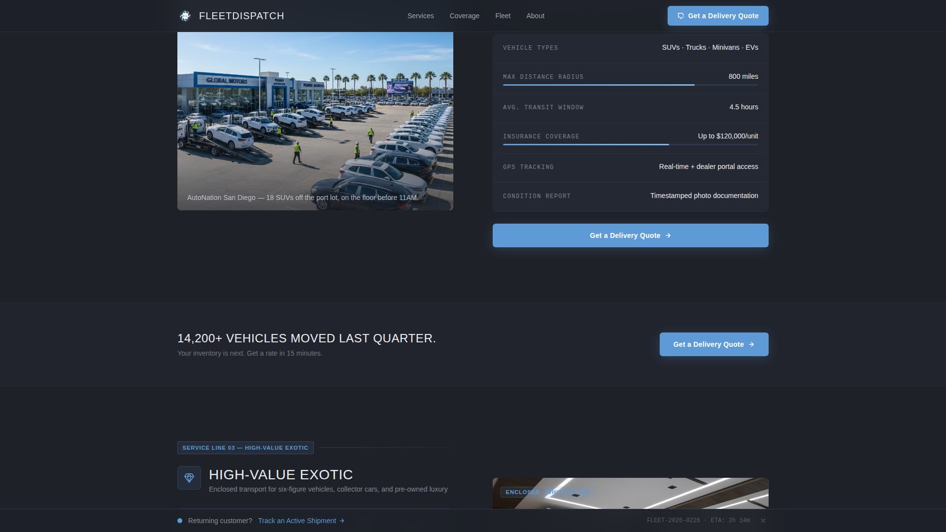 Dispatch - Precision Automotive Landing Page Template