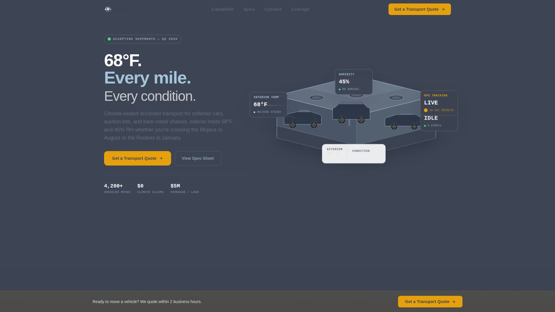 Fleet - Climatecontrolled Vehicle Landing Page Template