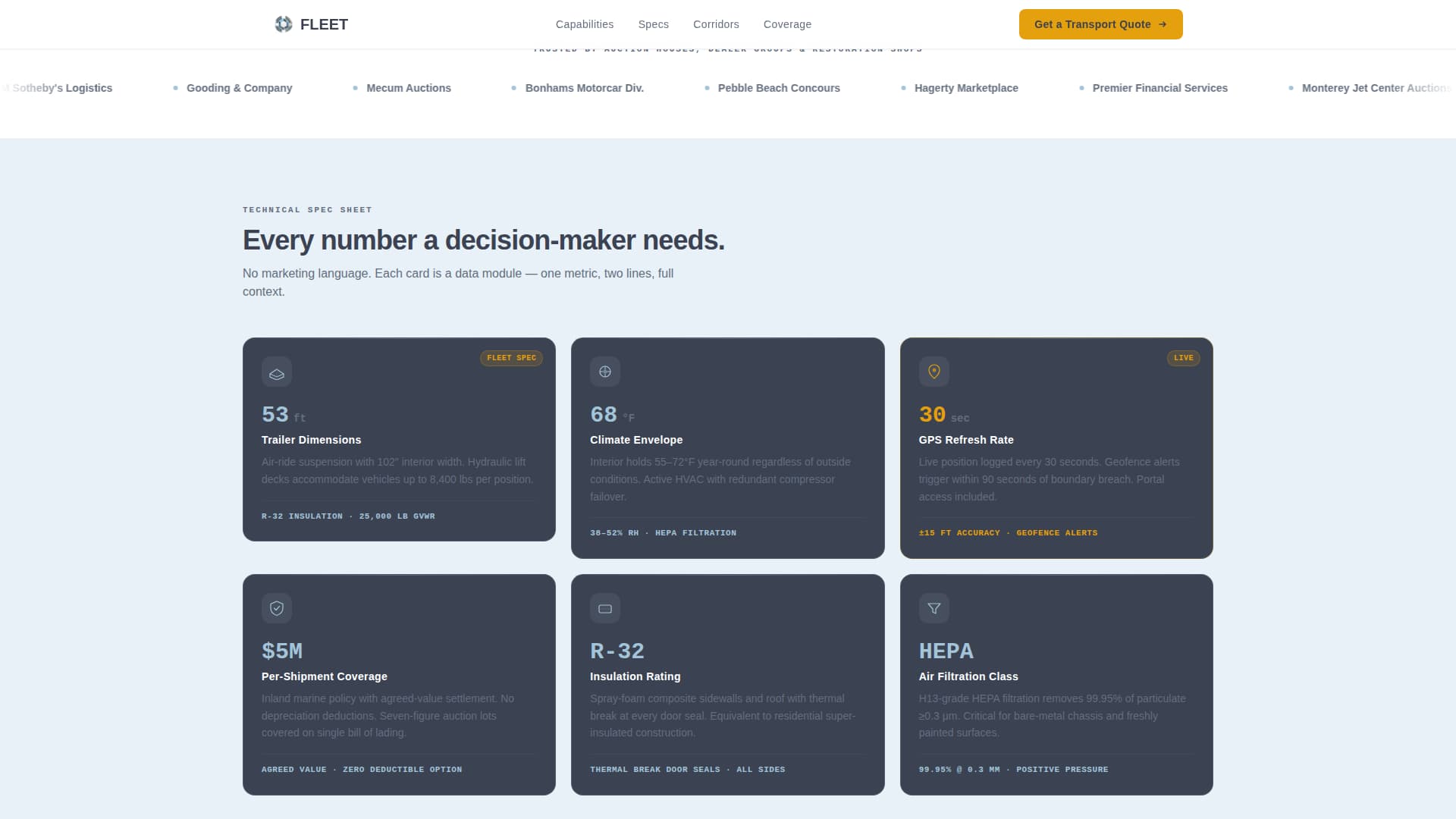 Fleet - Climatecontrolled Vehicle Landing Page Template