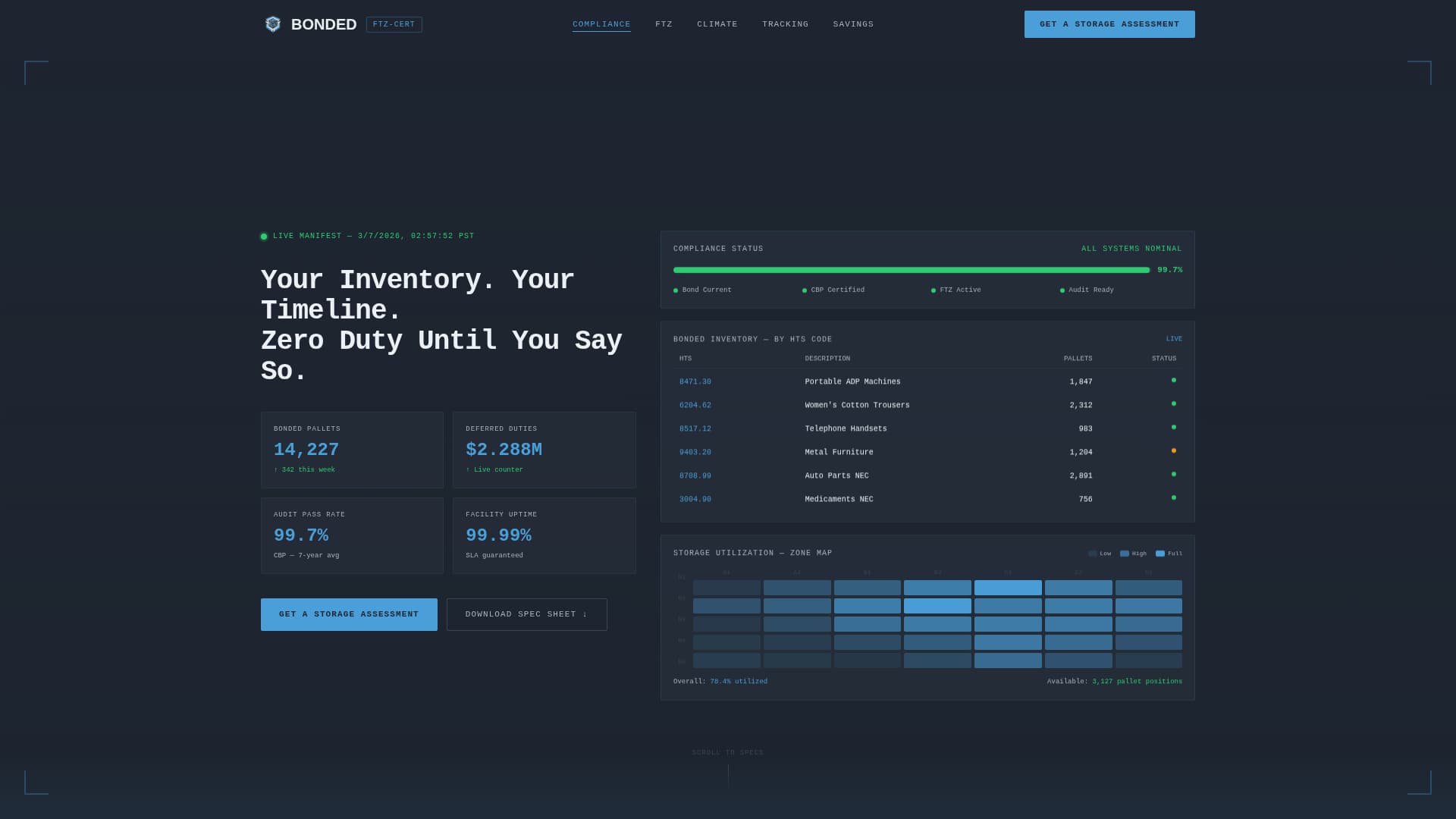 Bonded - Trusted Warehouse Landing Page Template